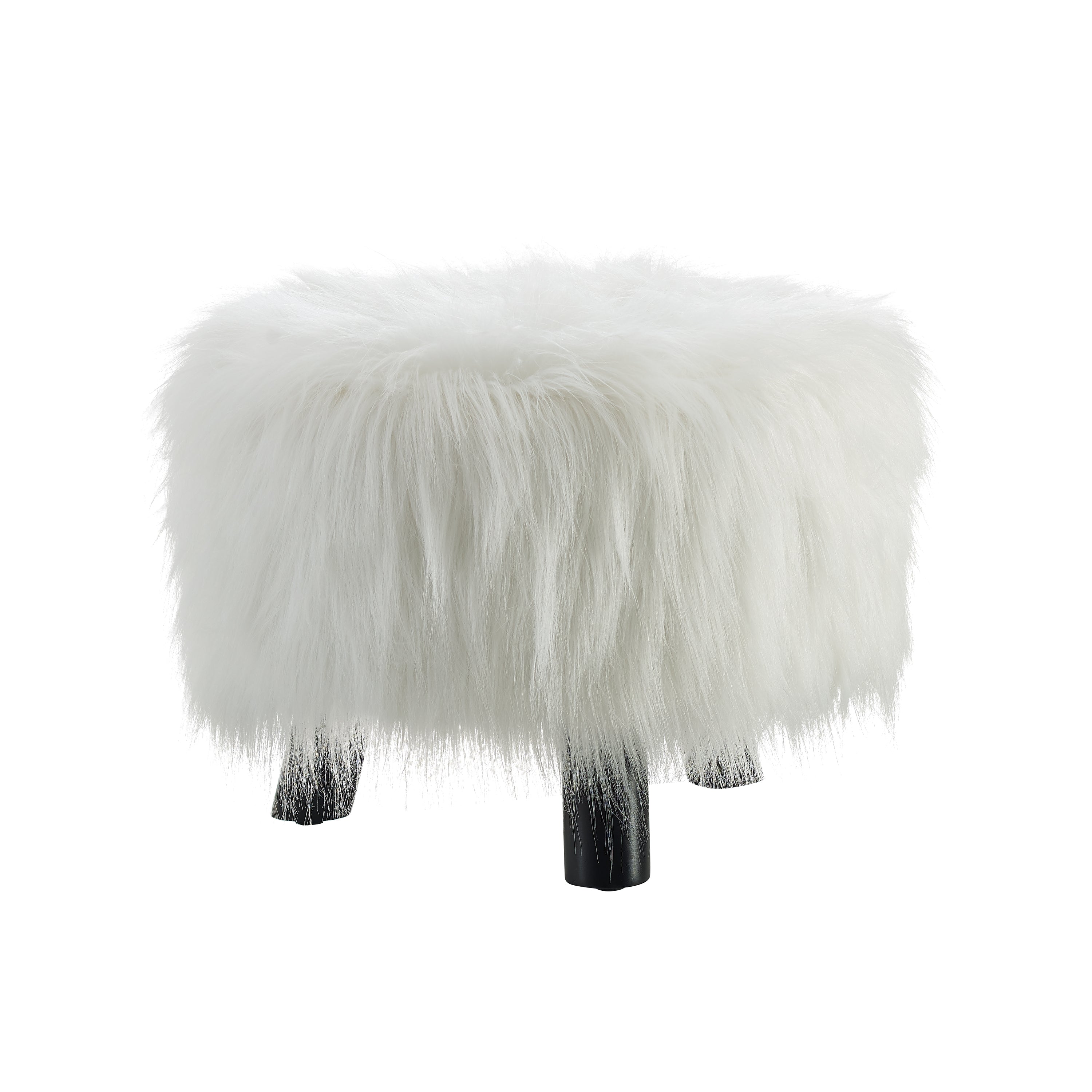 Dase White Faux Fur Stool