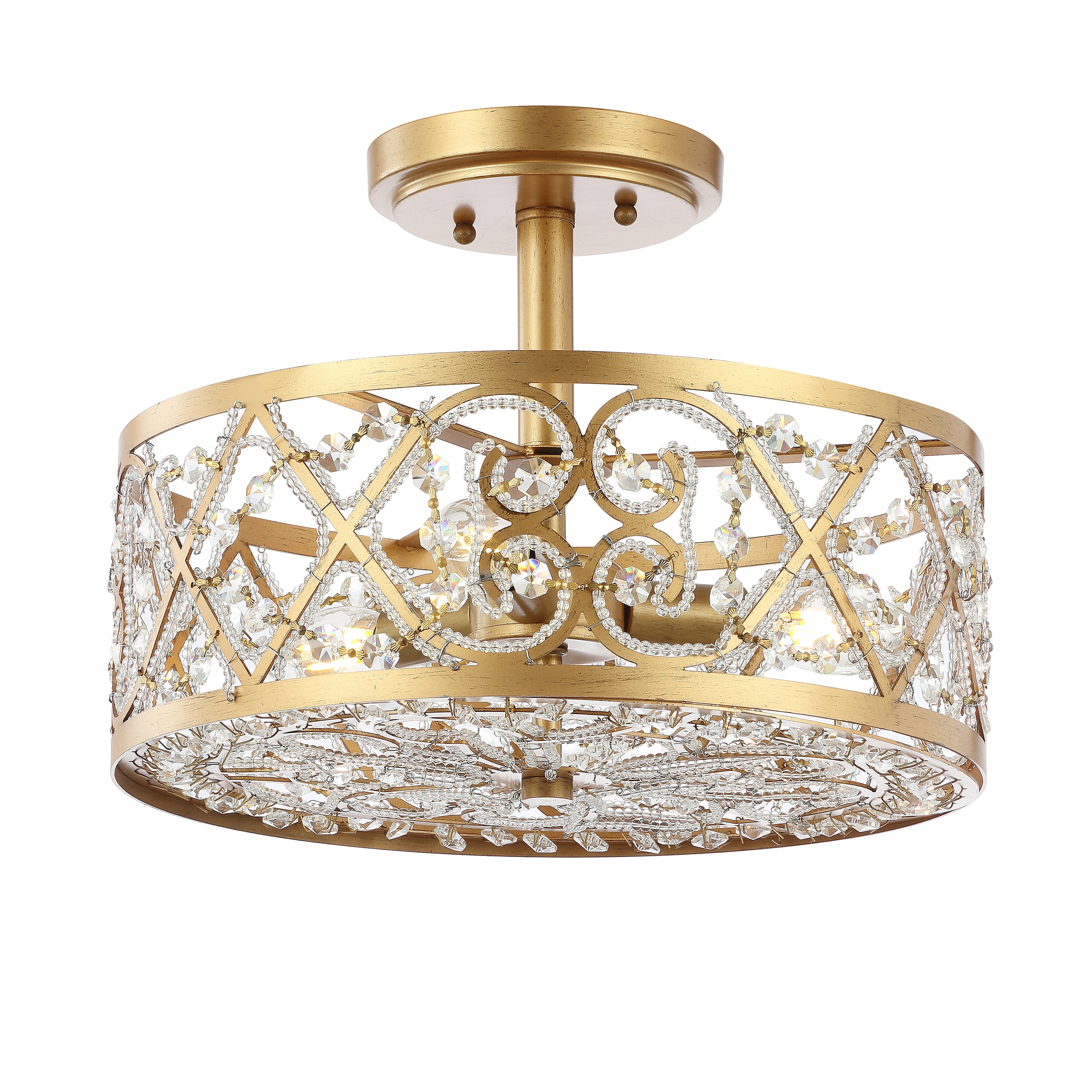 Leila Iron/Crystal Modern Glam LED Flush Mount