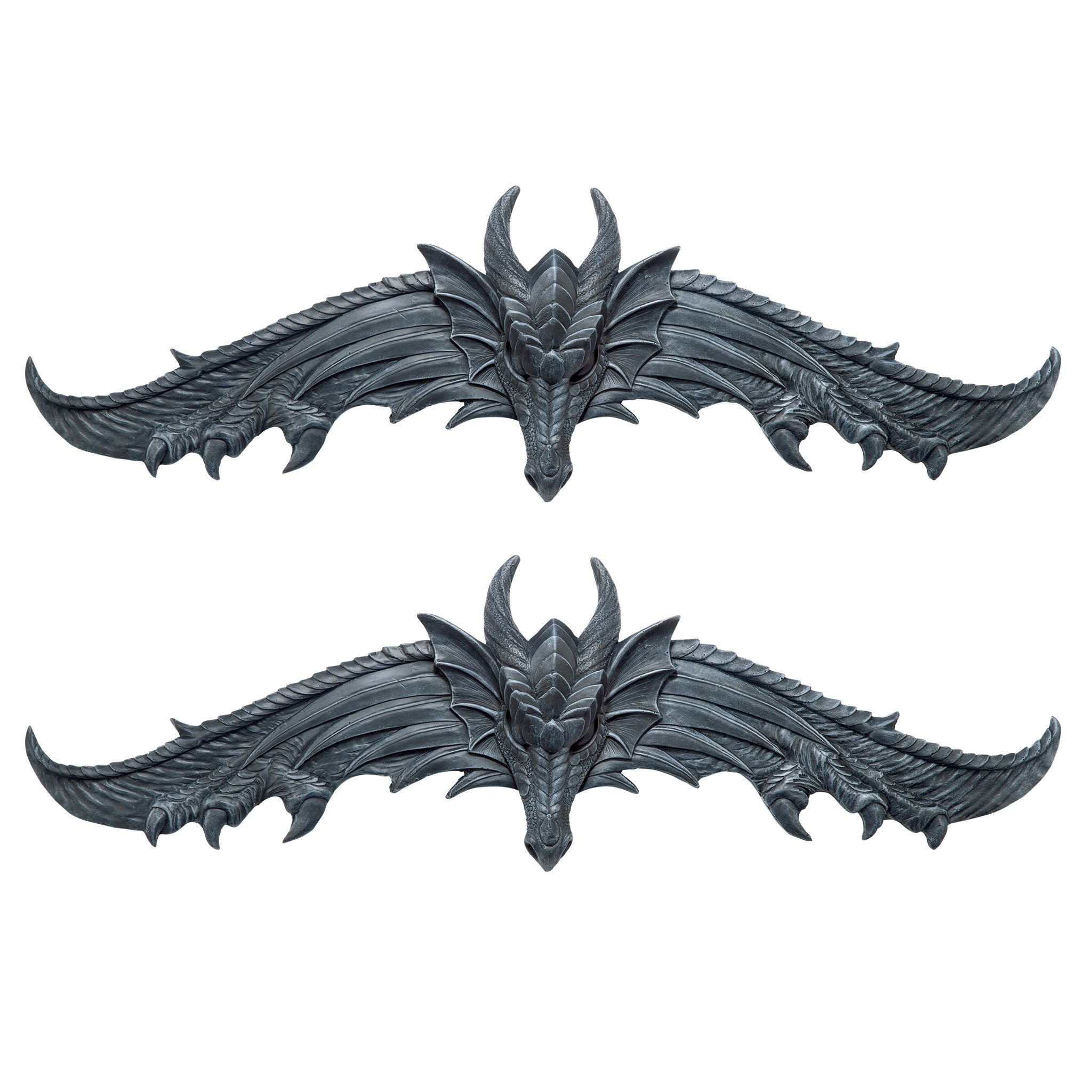 Hardwick Dragon Sculptural Wall Pediments: Set of Two