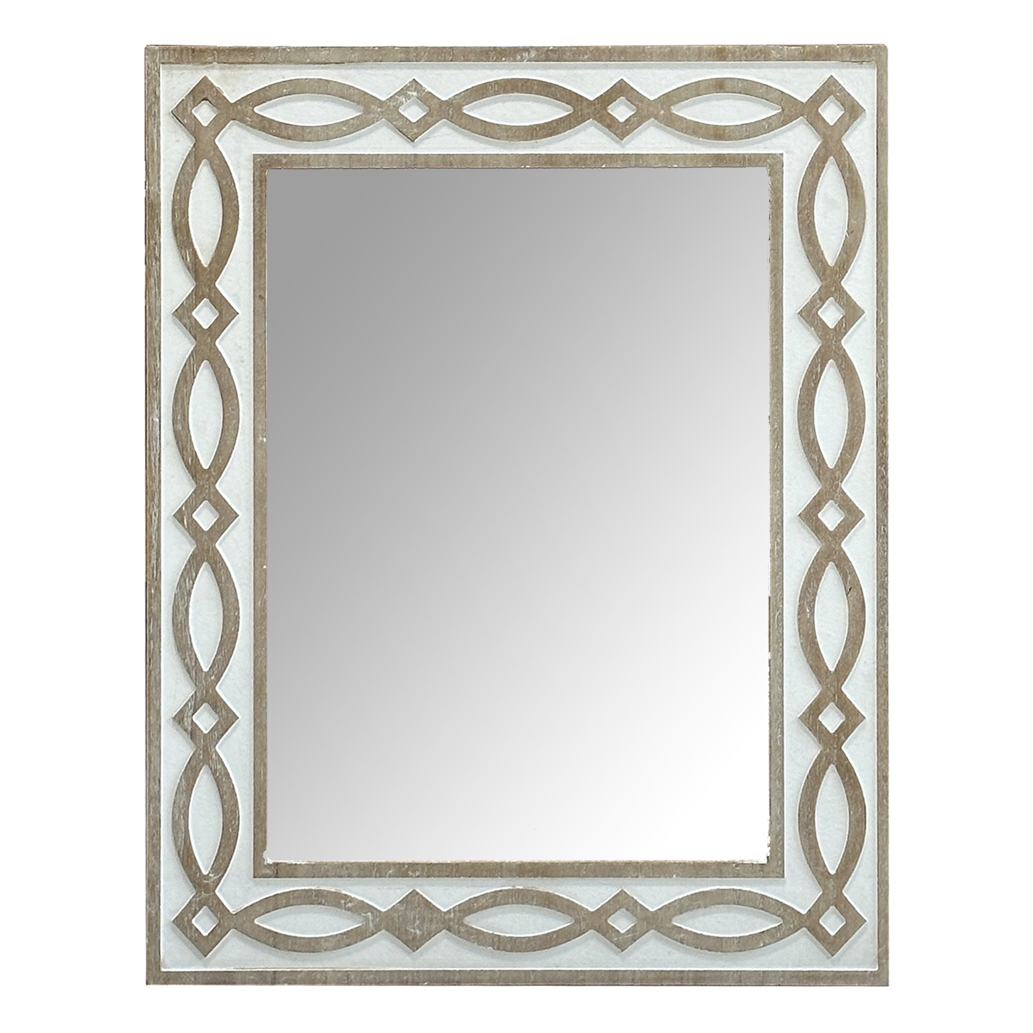 Farmhouse Mirror with Natural Wood Frame with Whitewashed Detail