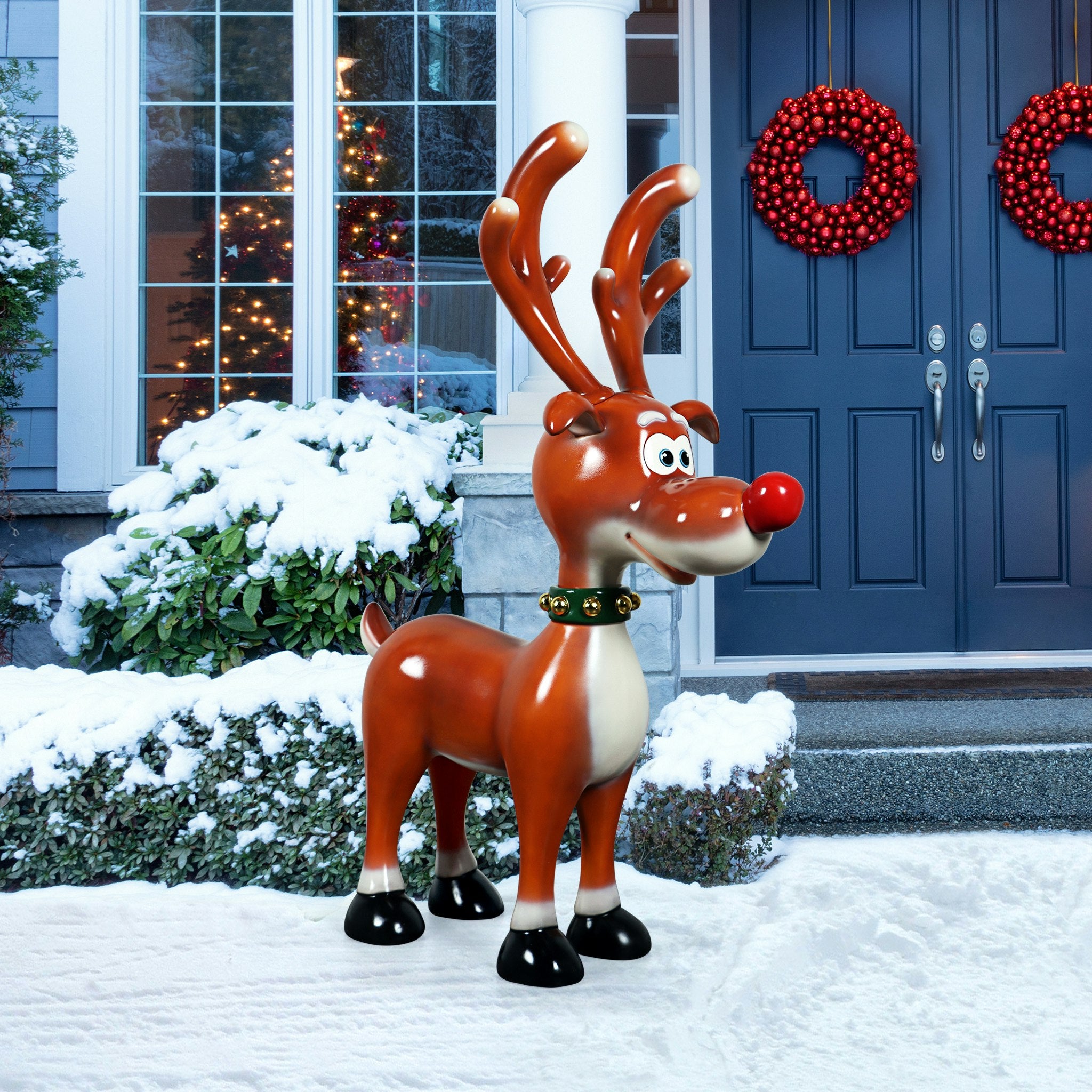 Jolly Holly, Santa's Red-Nosed Christmas Reindeer Statue