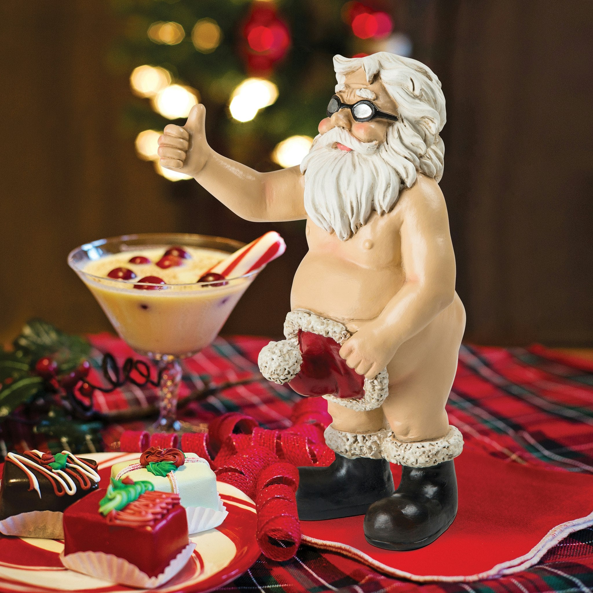 Santa Unwrapped, Buck-Naked Father Christmas Holiday Statue