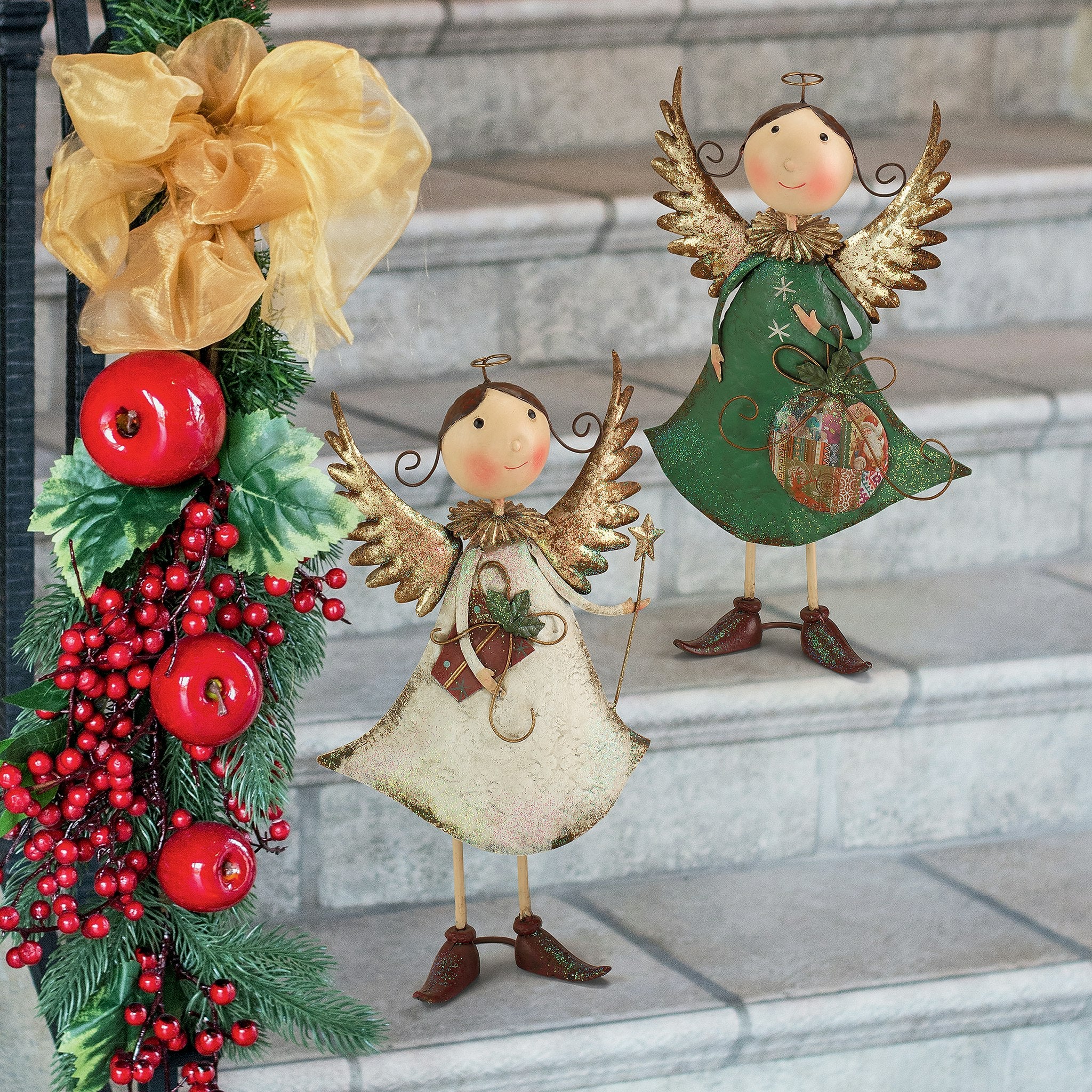 Holiday Helpers Metal Angel Statue Collection