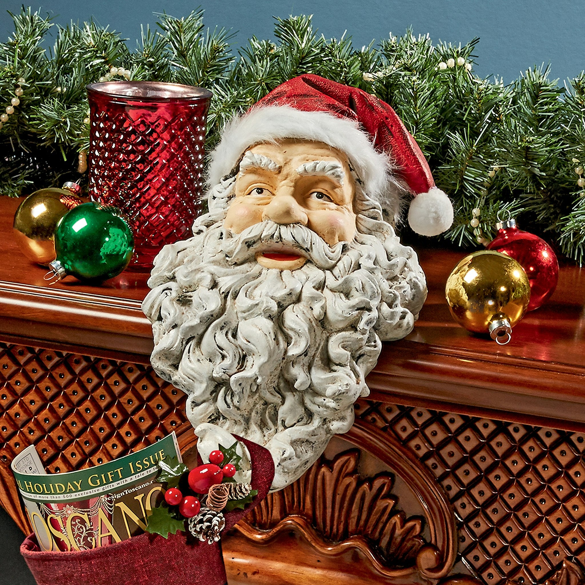 Ho-Ho-Hold It Santa Mantel Stocking Holder Statue