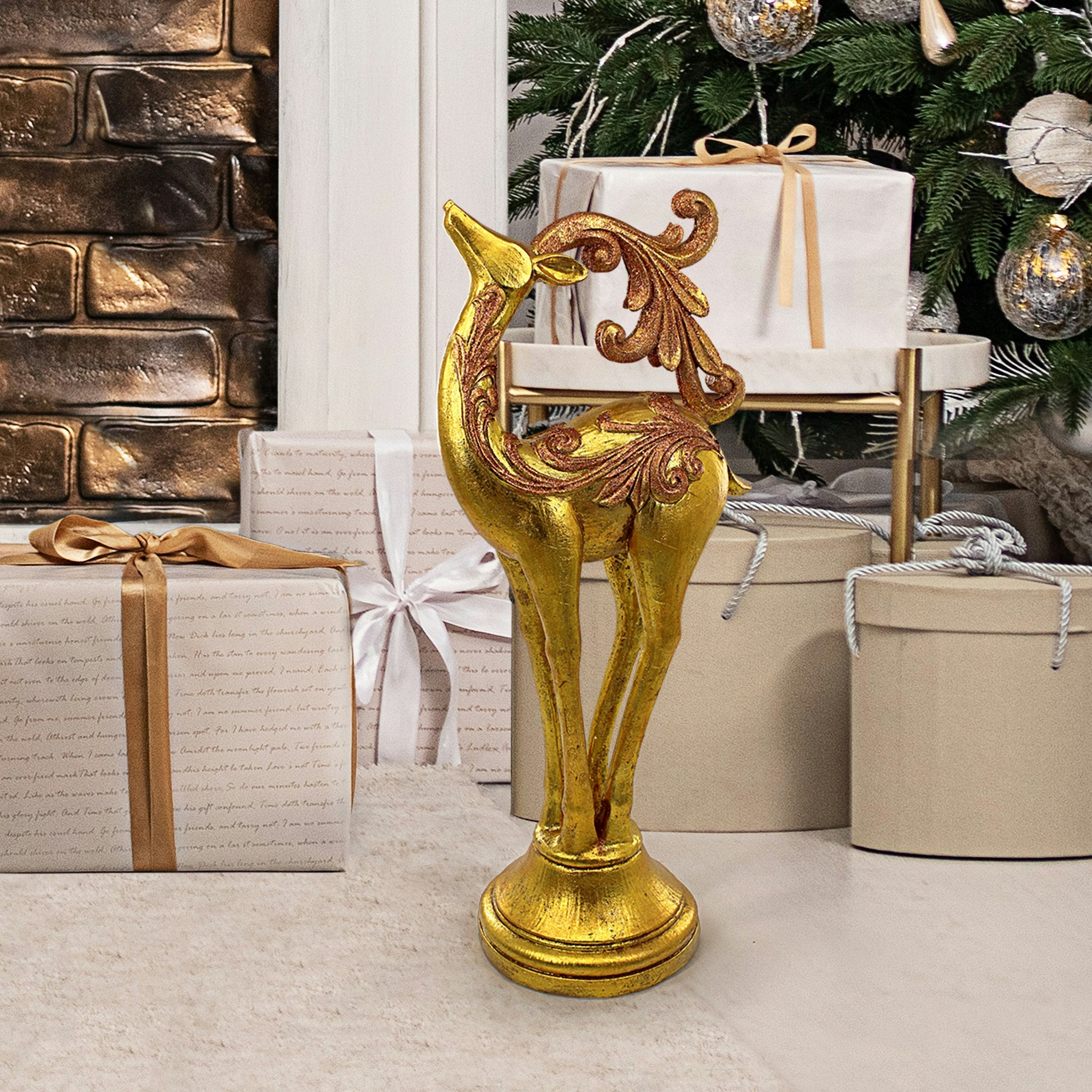 Santa's Romping Reindeer Christmas Statue: Each