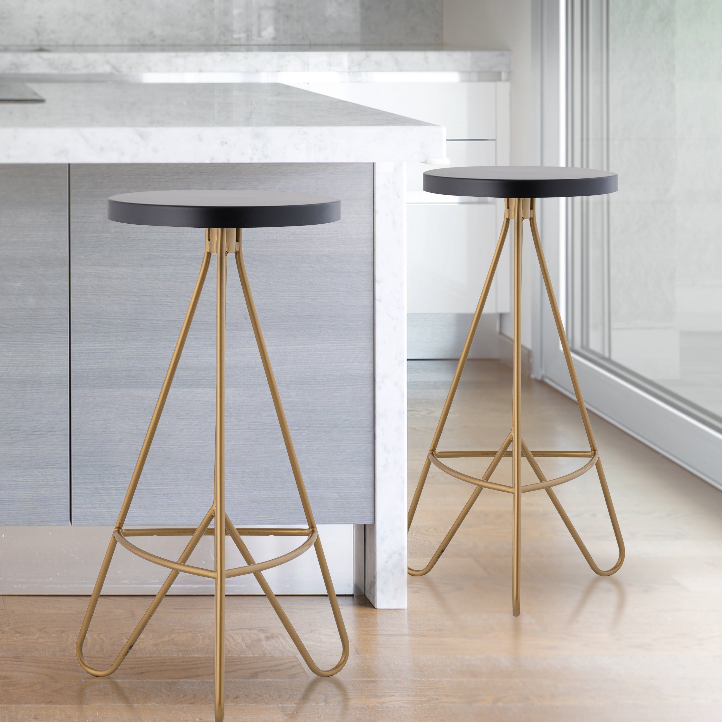 Trinity Modern Industiral Iron Tripod Backless Bar Stool