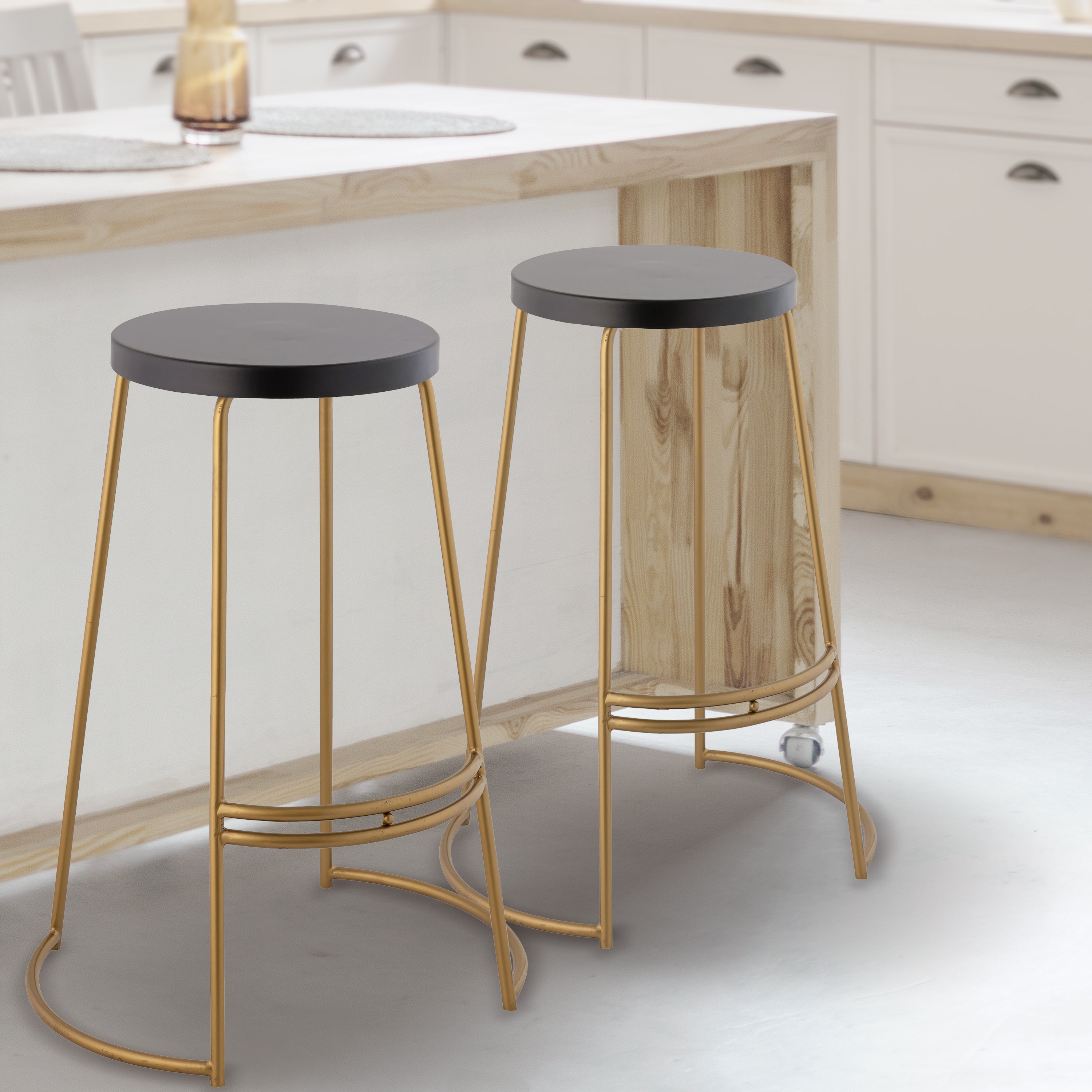 Hula Modern Designer Iron Curved Backless Bar Stool