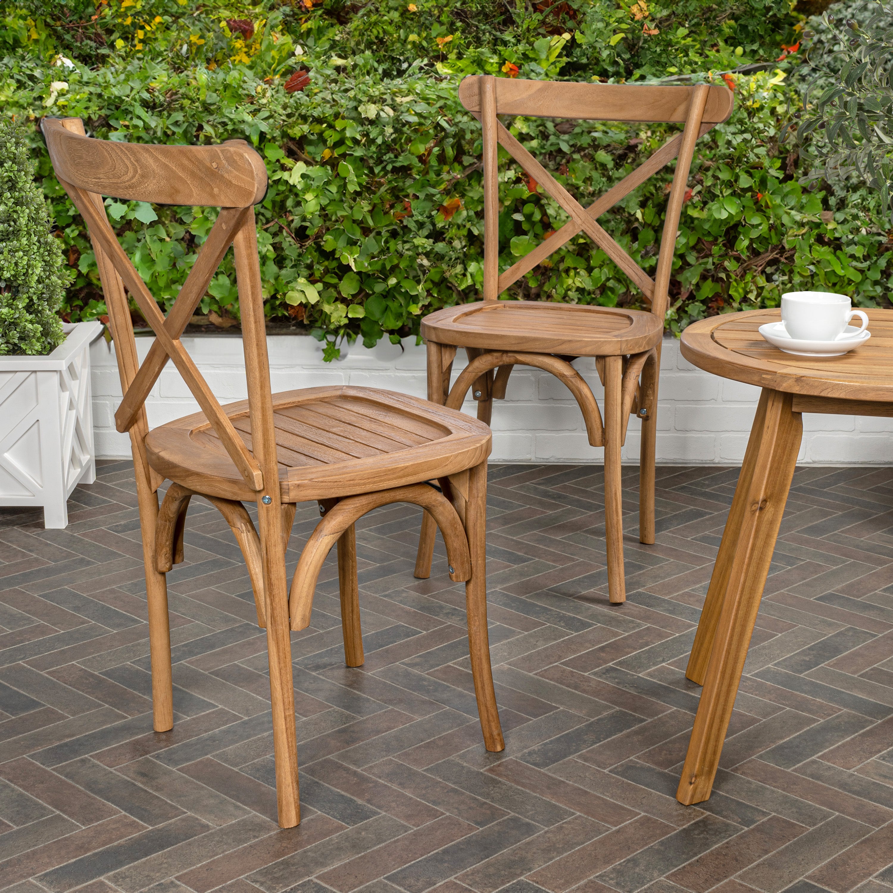 Annecy Classic Traditional X-Back Wood Outdoor Dining Chair