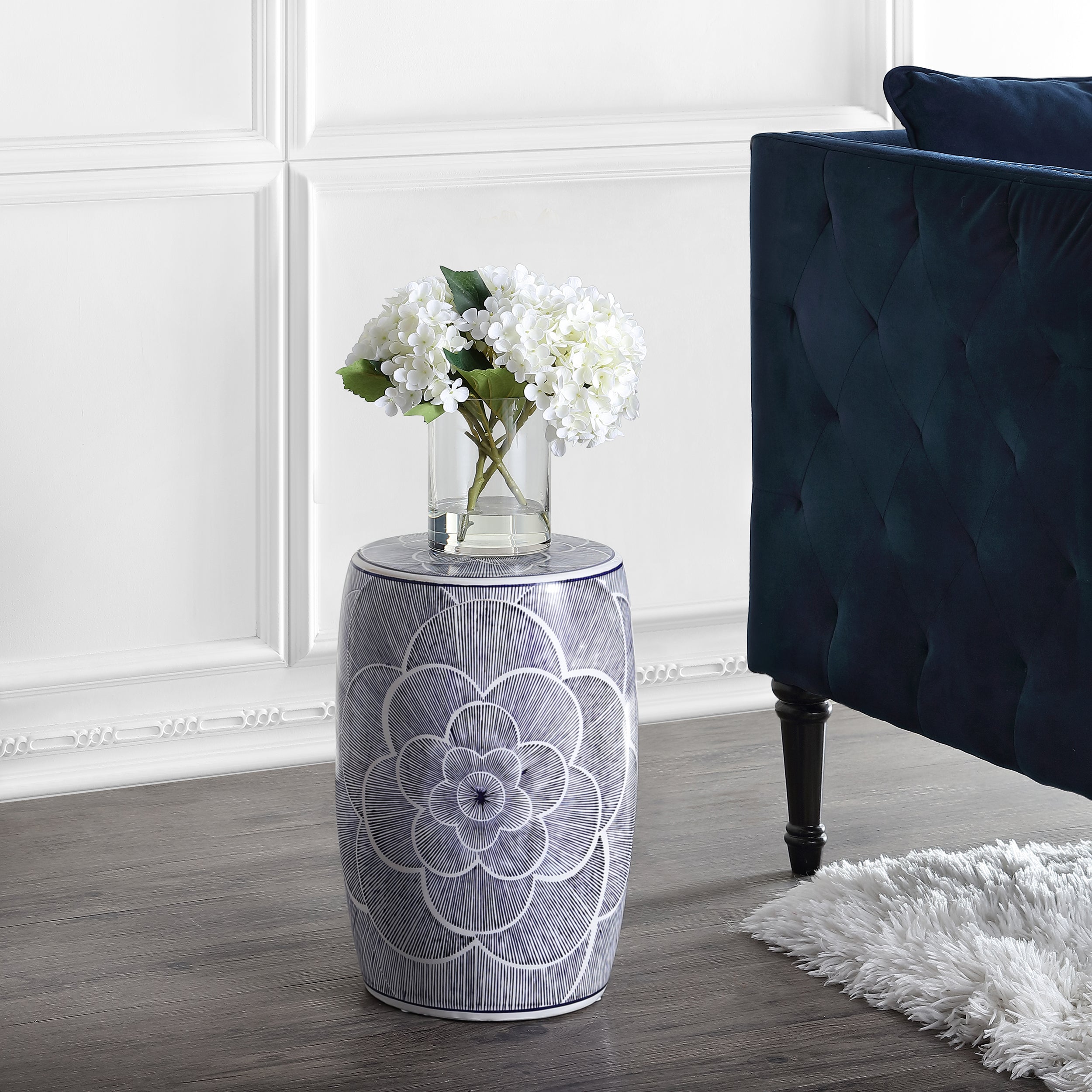 Camellia Ceramic Drum Garden Stool