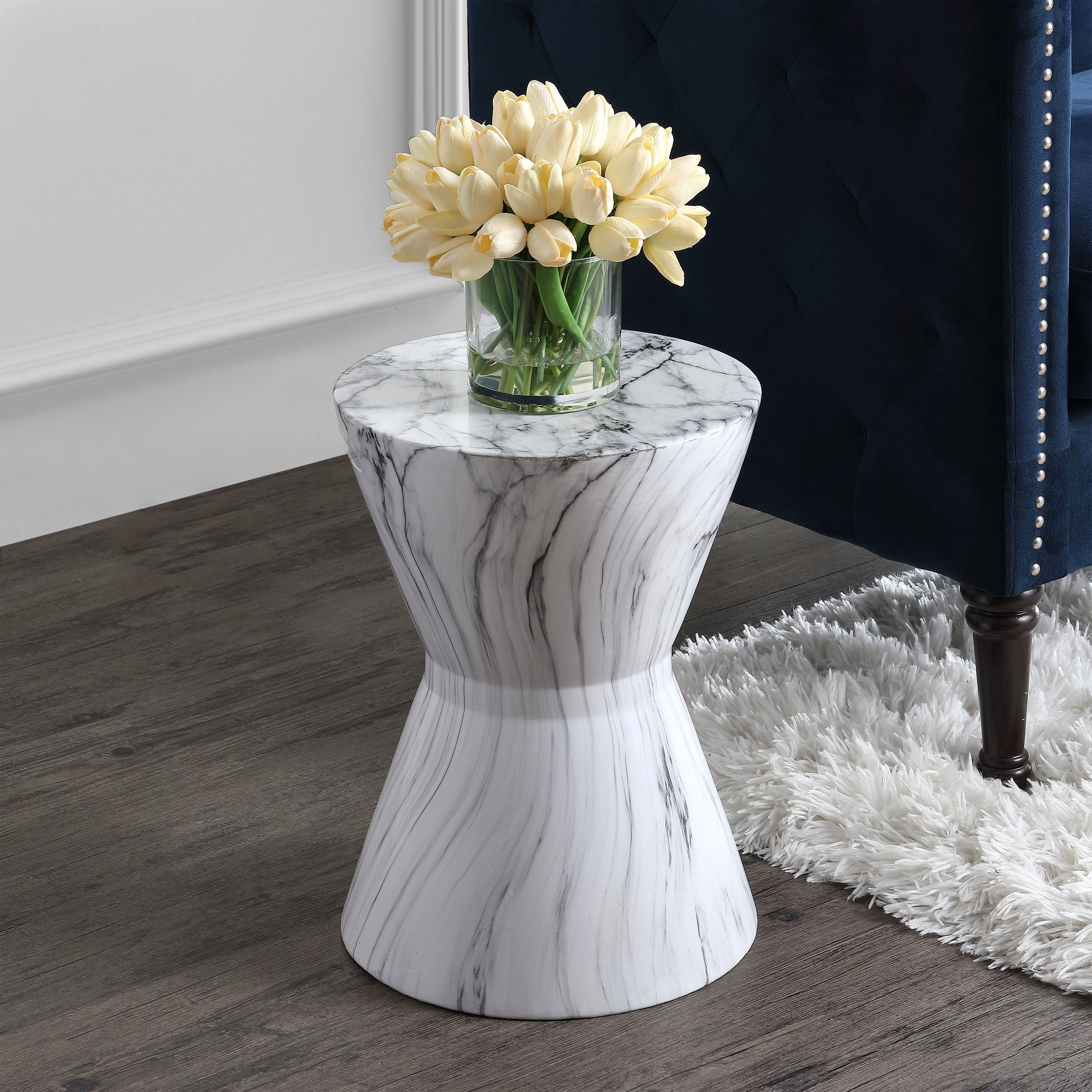 African White Marble Finish Ceramic Garden Stool