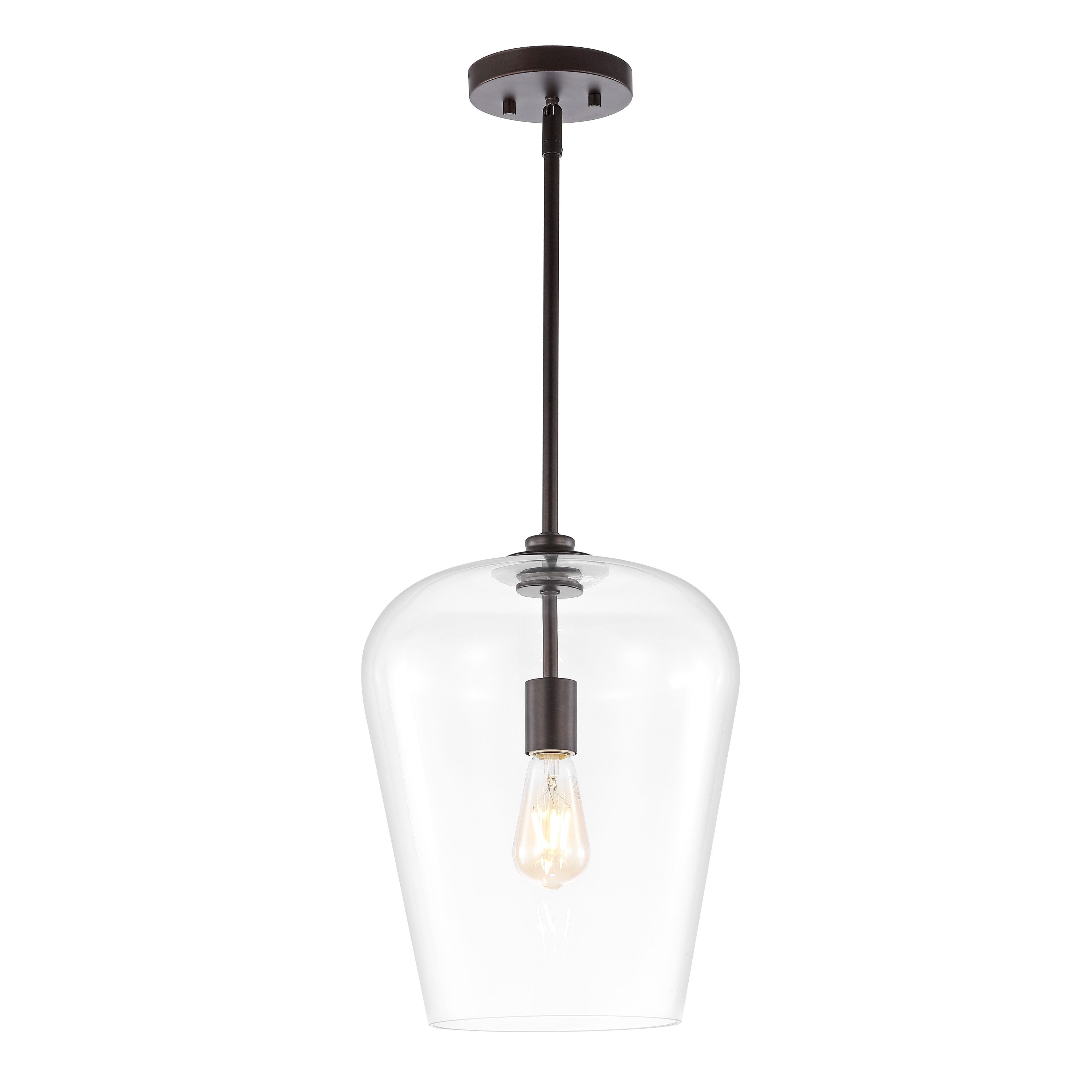 Hayes 1-Light Industrial Farmhouse Iron/Glass LED Pendant