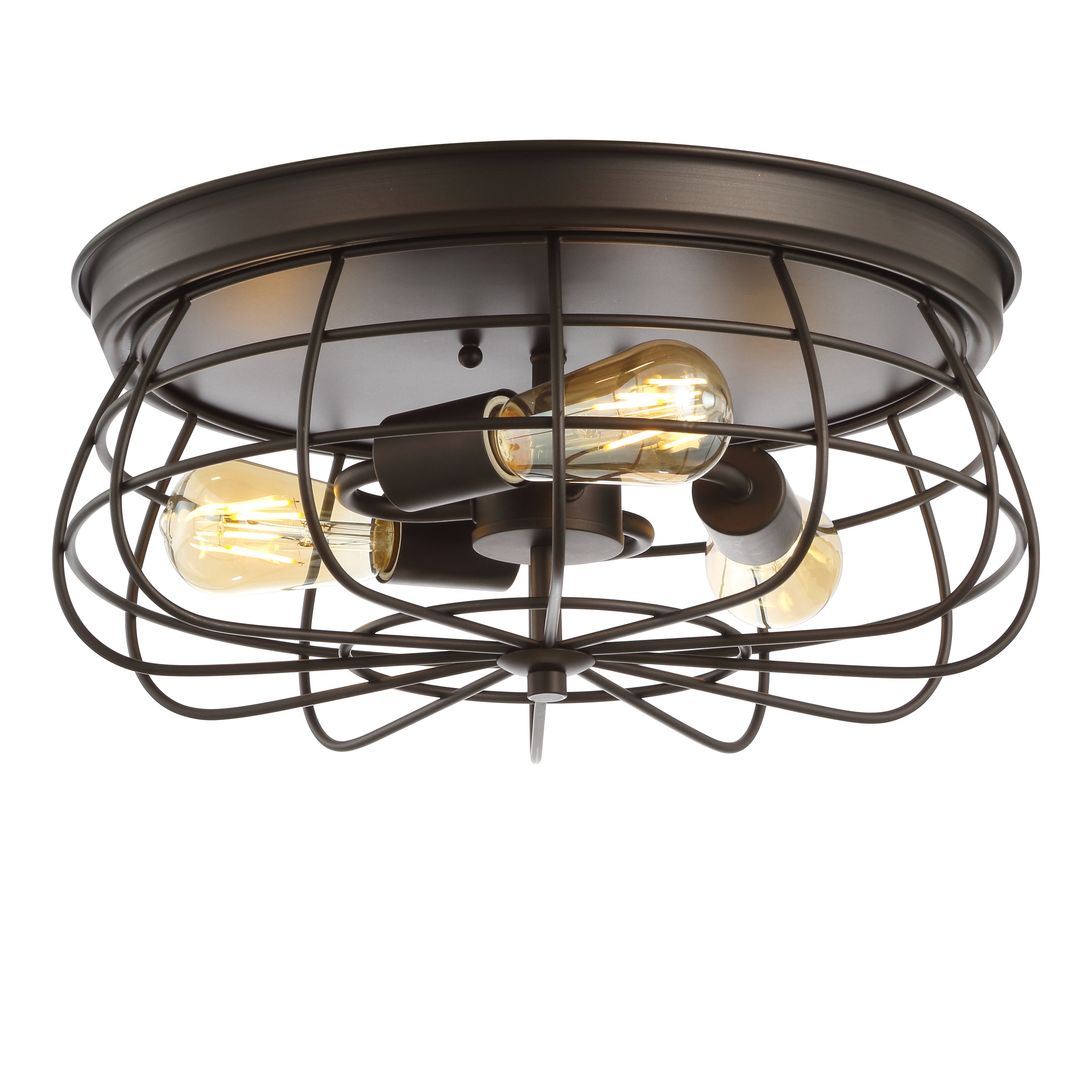 Calvia 3-Light Farmhouse Metal Cage Flush Mount