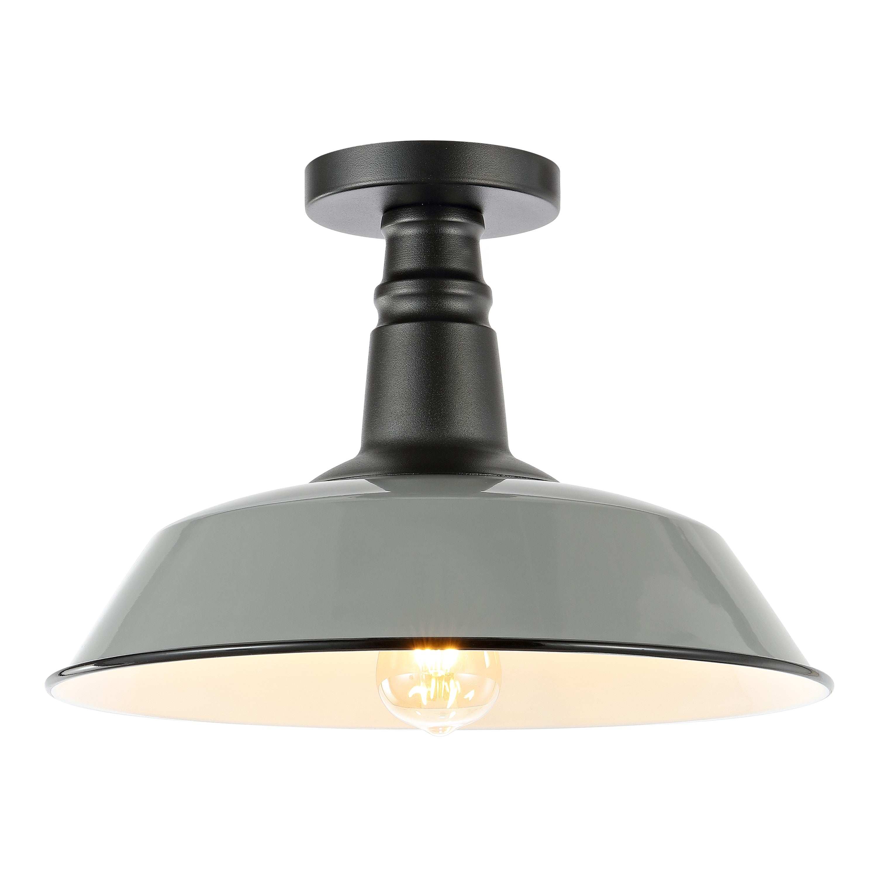 Camila 1-Light Classic Industrial Indoor/Outdoor Iron LED Semi Flush Mount