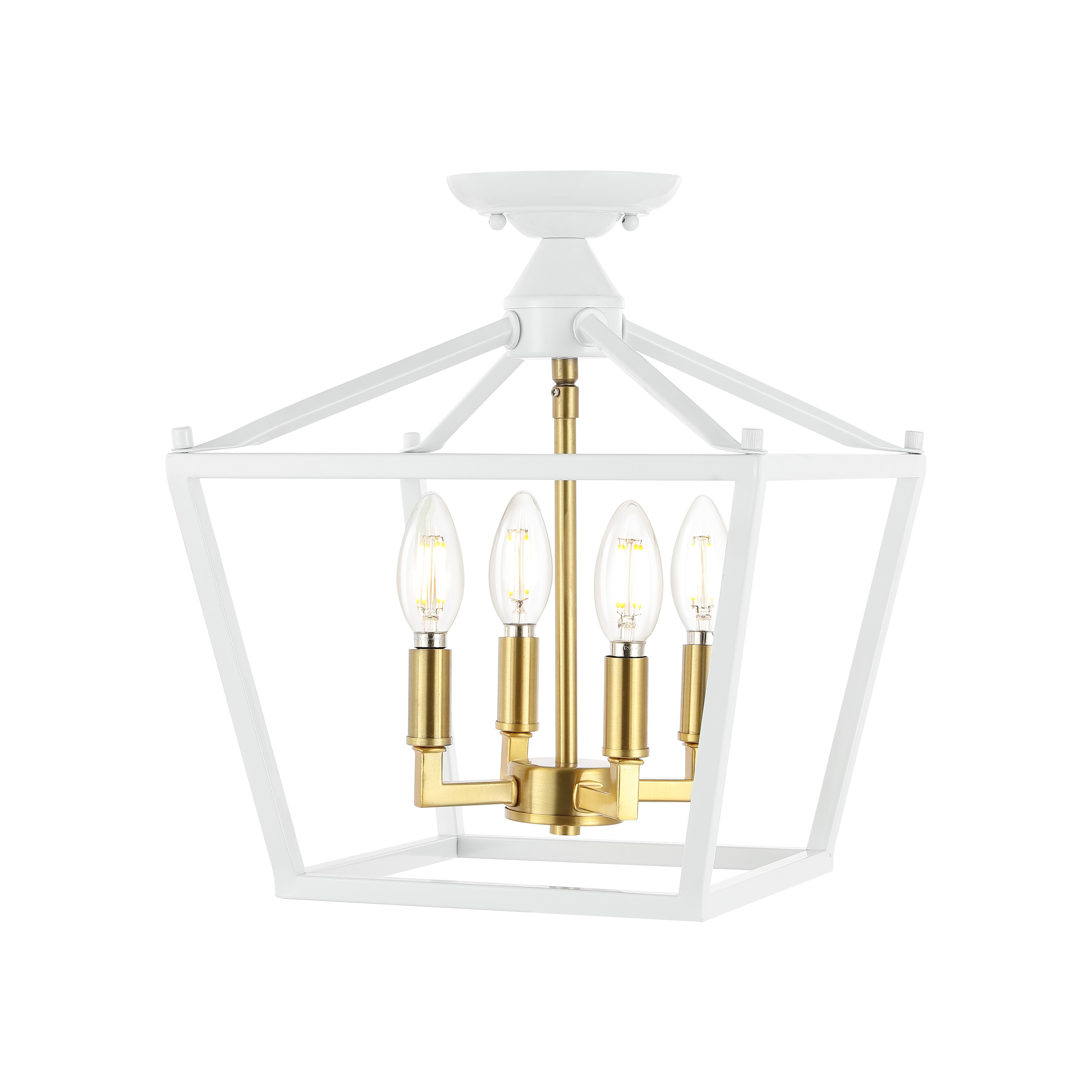 Plains 4-Light Iron Modern Farmhouse Pagoda LED Semi Flush Mount Lantern