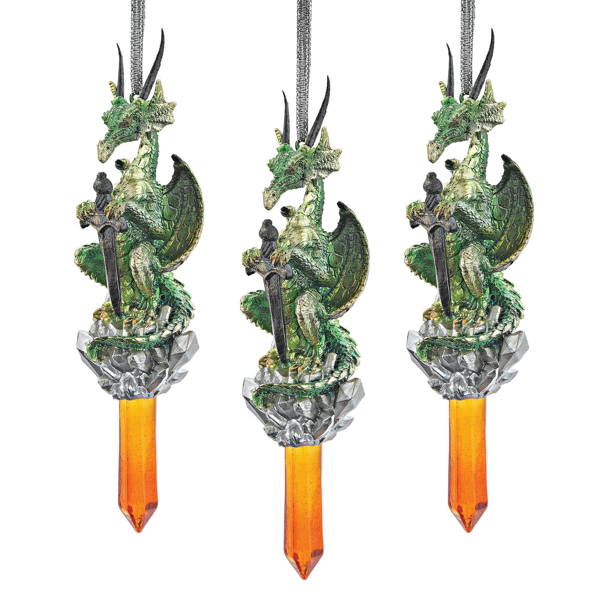 Cicles the Gothic Dragon Collectible Holiday Ornament: Set of Three