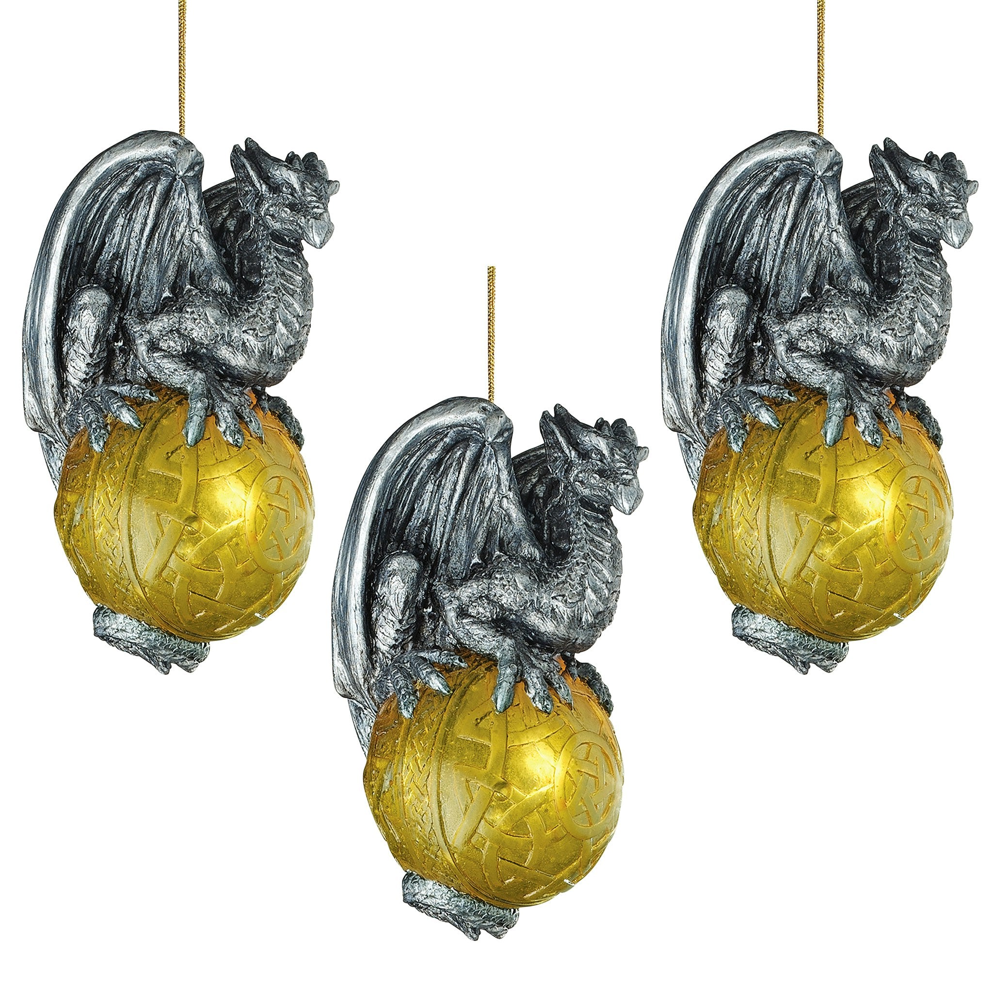 Protector of the Gothic Portal Celtic Dragon 2010 Holiday Ornament: Set of Three