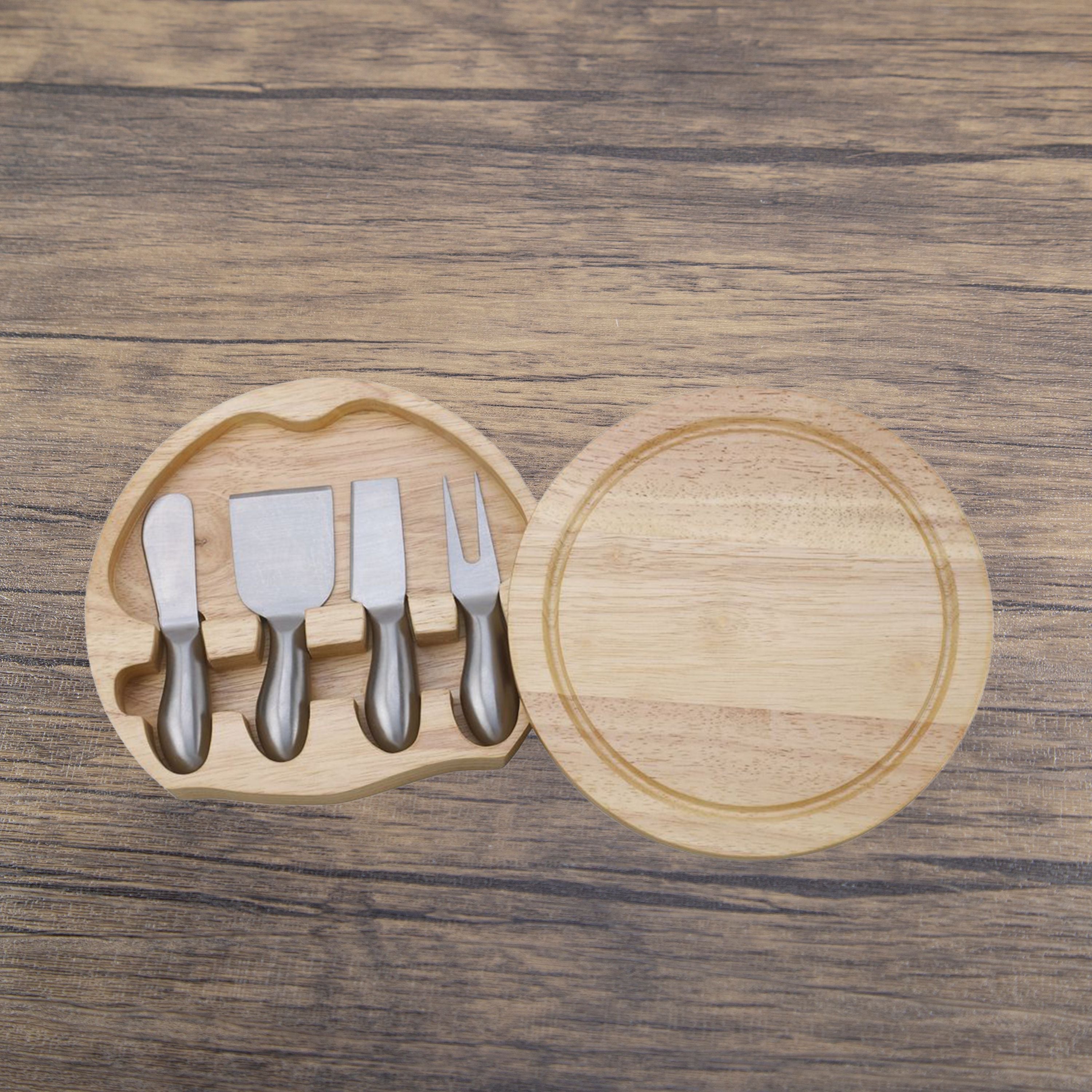 Round Swiveling Cheeseboard with 4 Stainless Steel Utensils