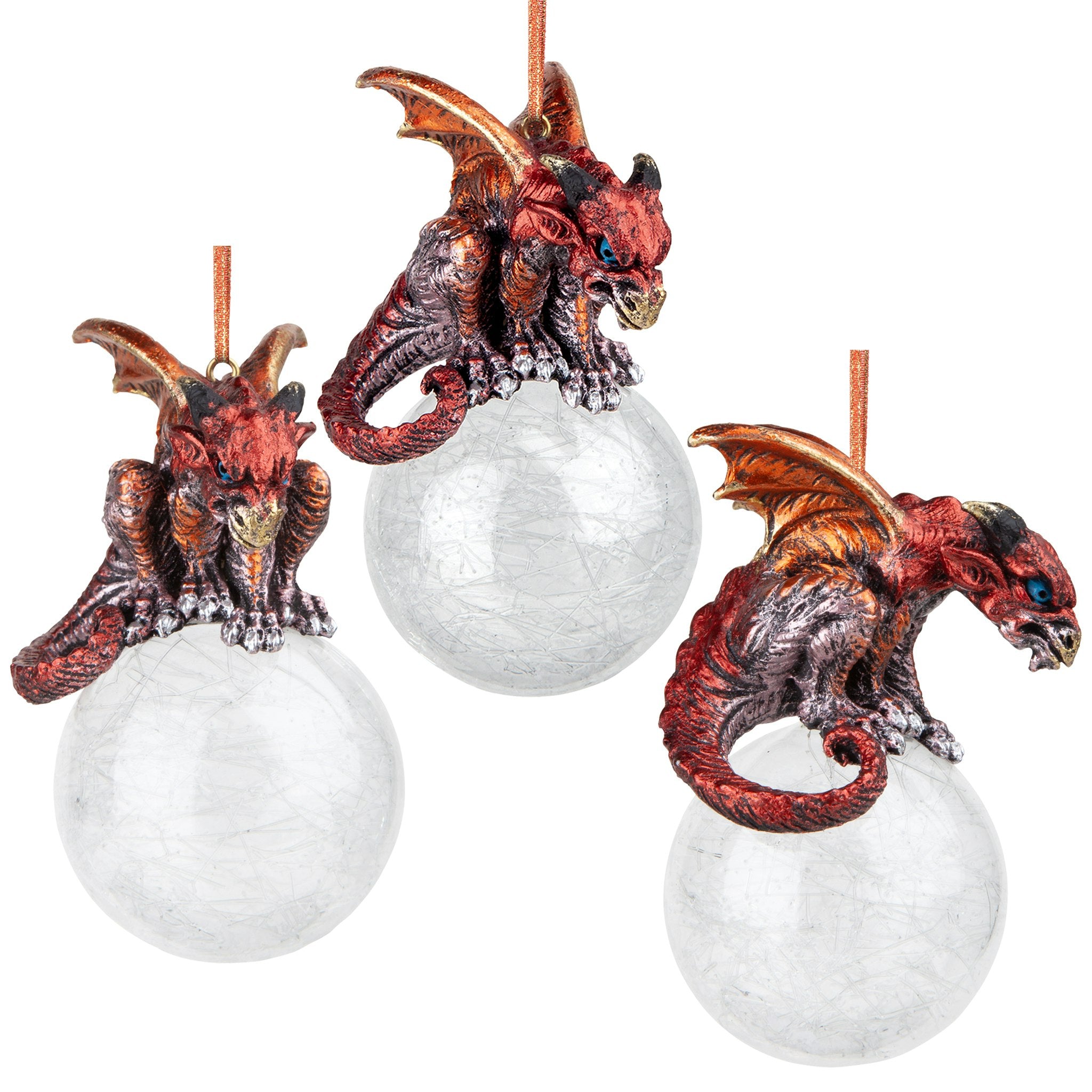 The Pensive Percher Dragon 2018 Collectible Holiday Ornament: Set of Three