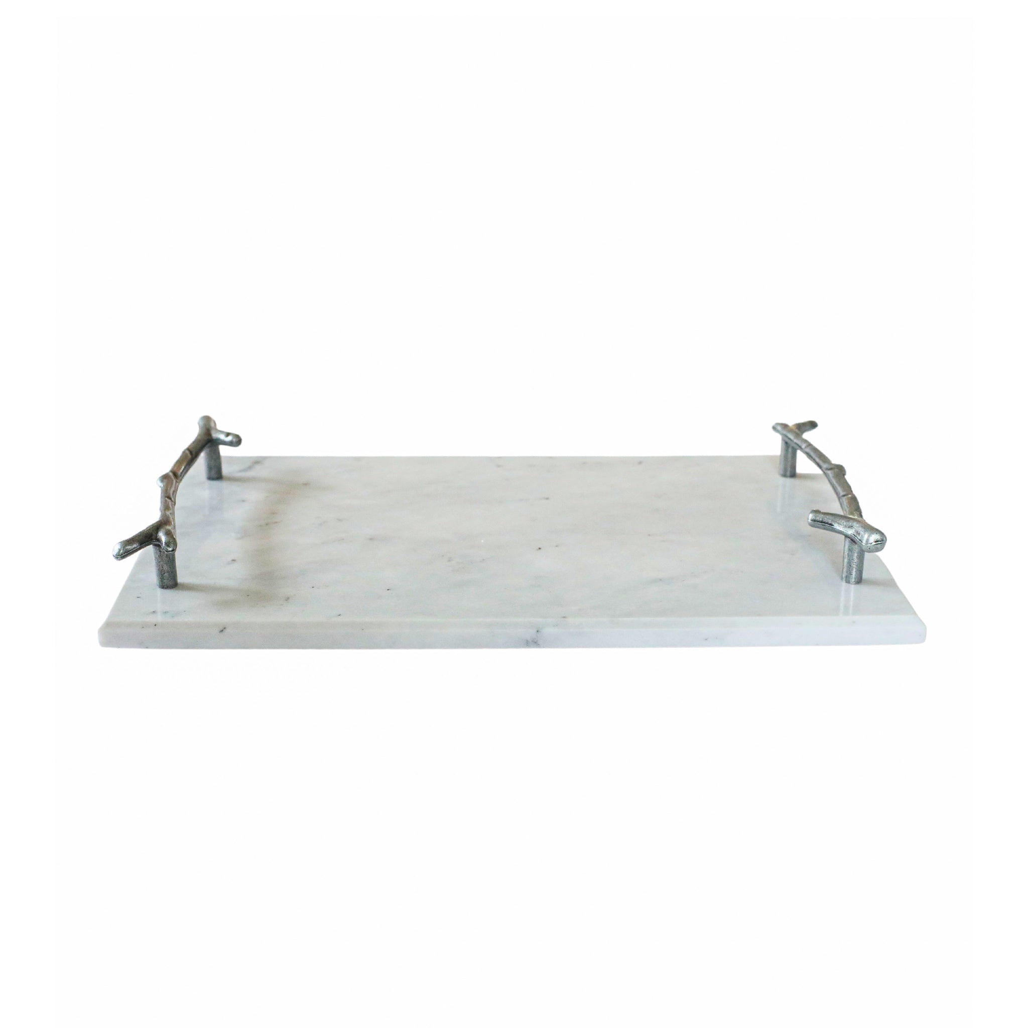 White Marble Board Silver Branch Handles 8""x12""