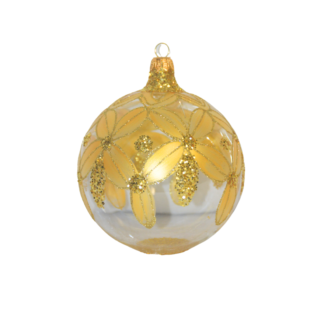 4"" Hand Painted Italian Import Christmas Ornament- Golden Gilded  Dcor