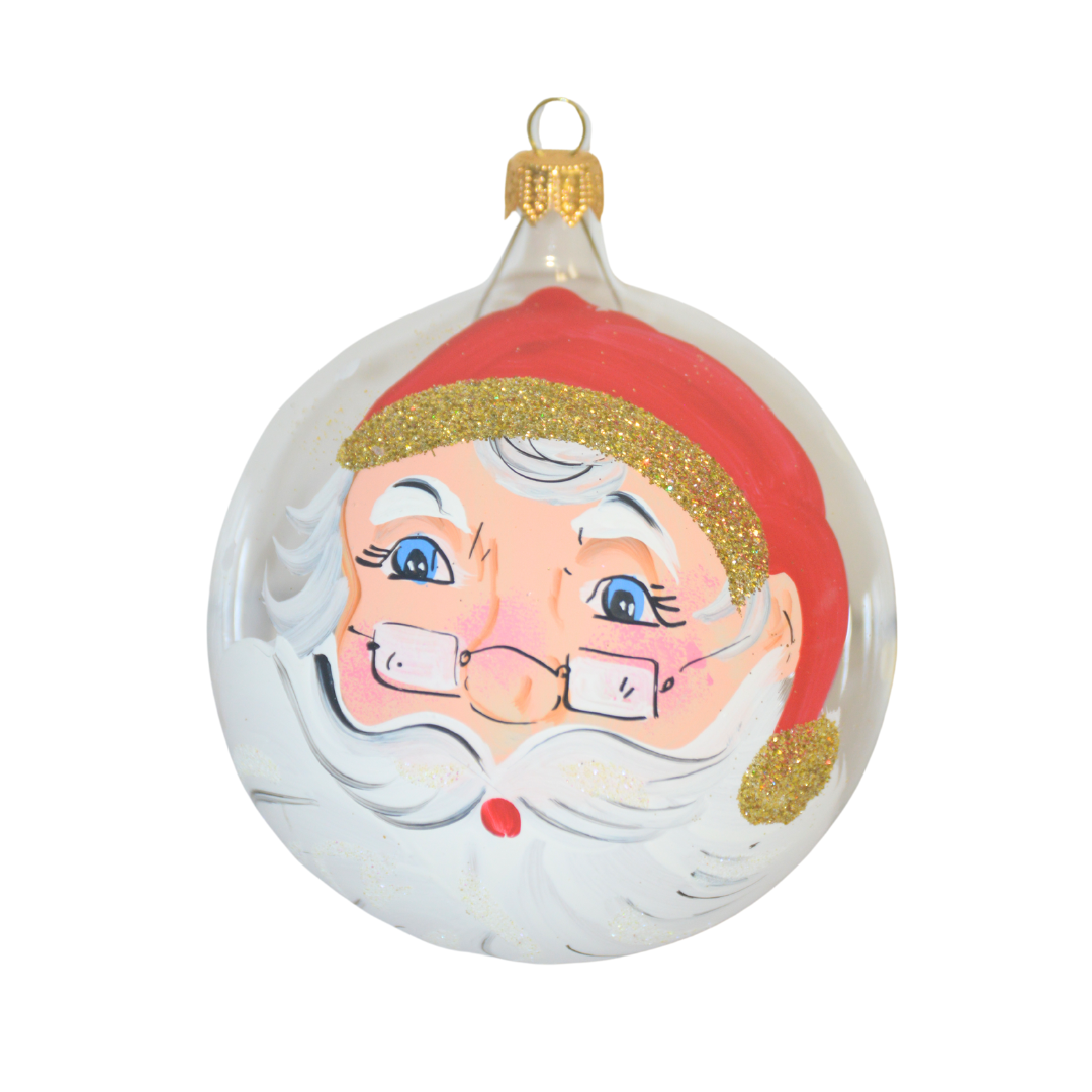 4"" Hand Painted Italian Import Christmas Ornament-  Cheerful Holiday Santa