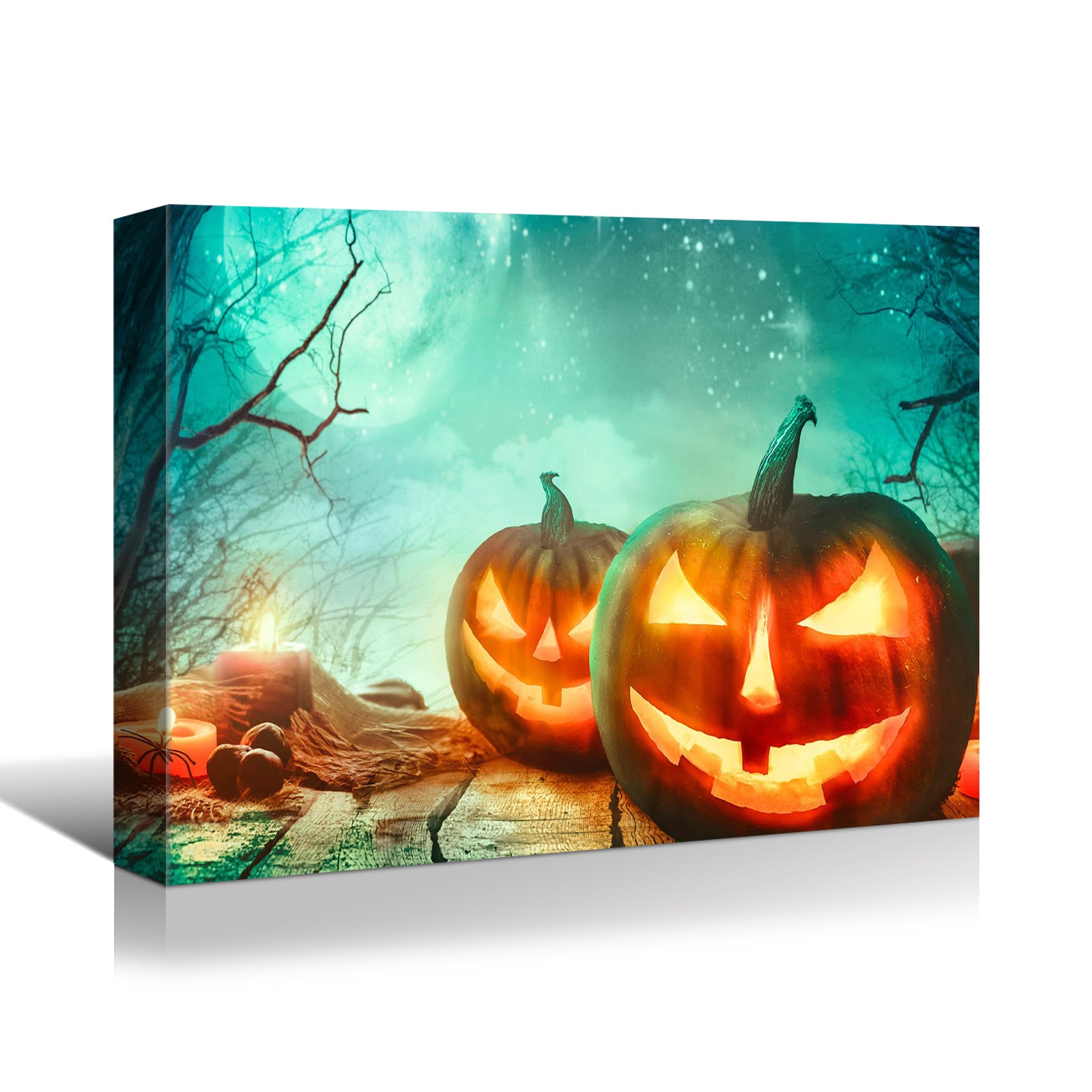 Framed Canvas Wall Art Decor, Scary Pumpkin Jack-o-Lanterns Painting