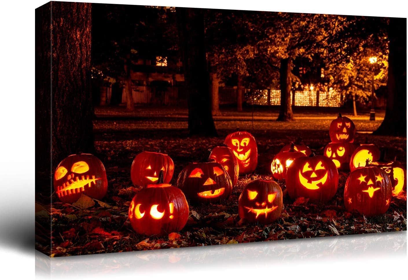 Framed Canvas Wall Art Decor, Jack-o-lanterns Groups