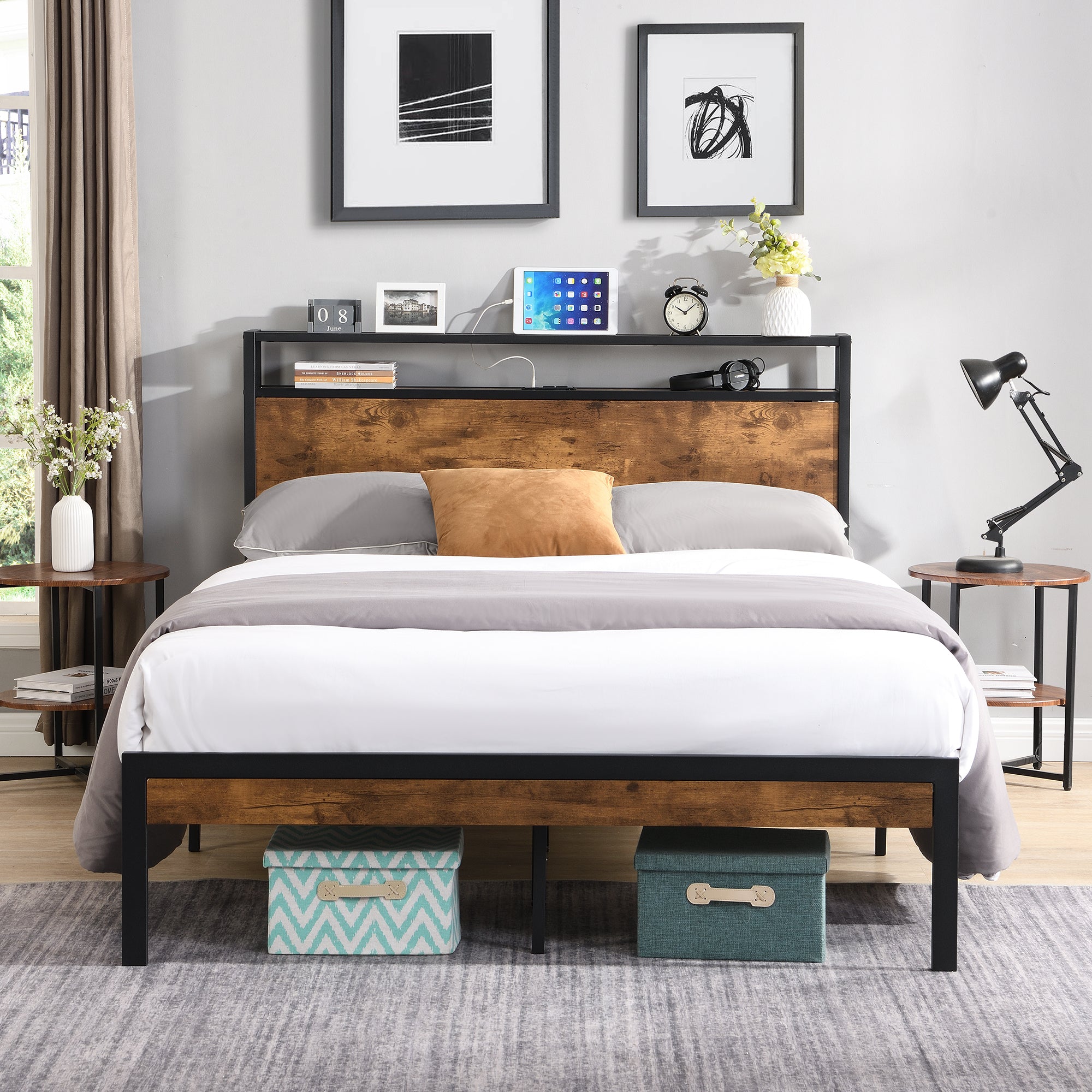 Queen Size  Metal Platform Bed Frame