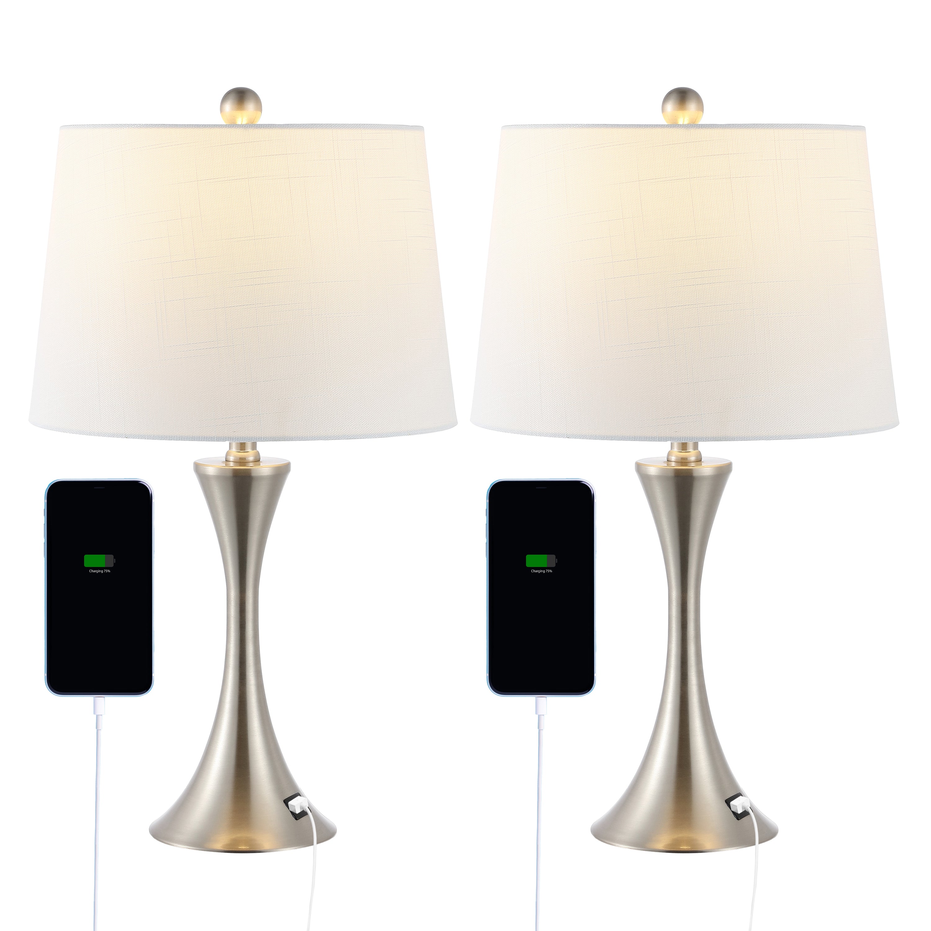 Bennett Modern Glam Iron Hourglass LED Table Lamp with USB Charging Port