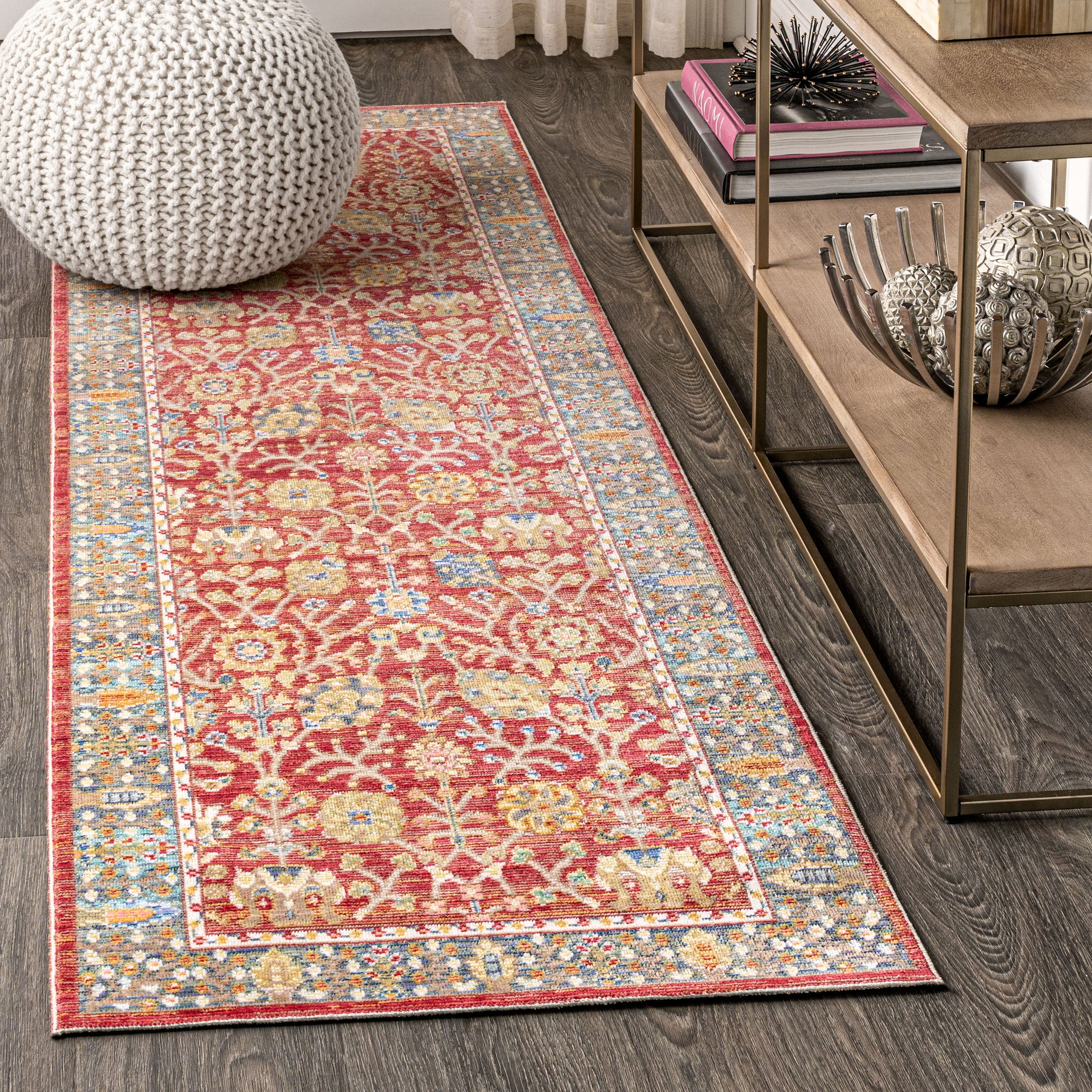 India Flower and Vine Runner Rug