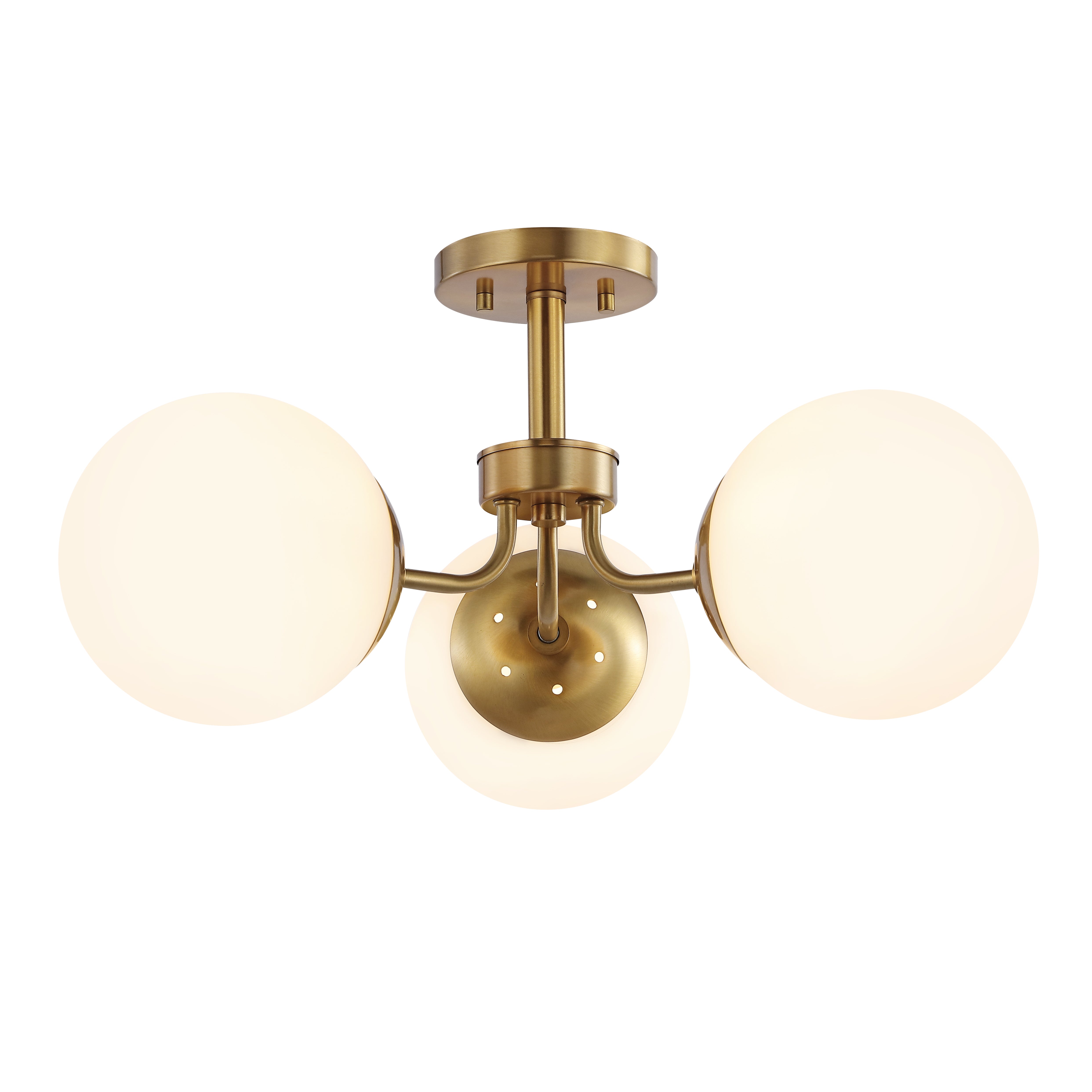 Olivier 3-Light Bohemian Farmhouse Iron/Frosted Glass LED Semi Flush Mount