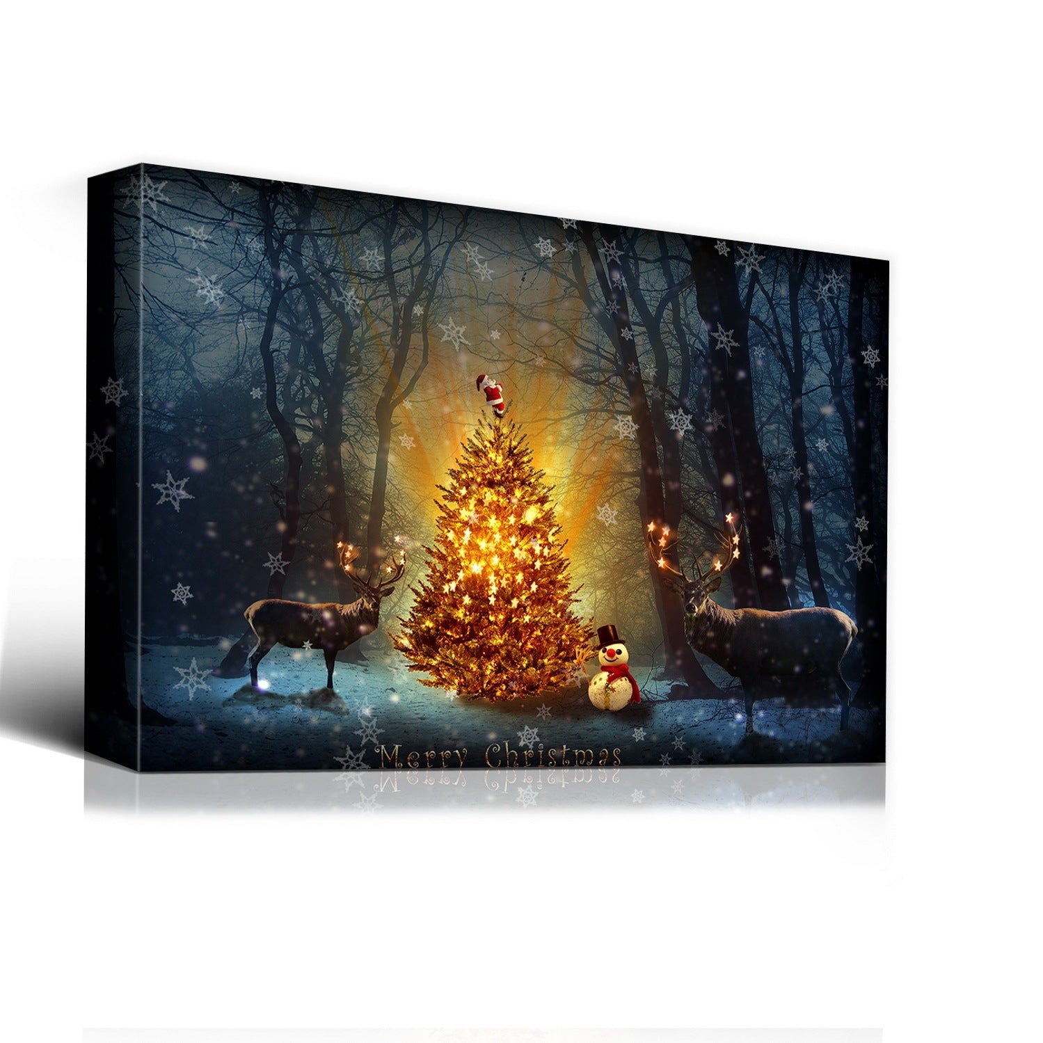 1pcs Drop-Shipping Christmas Canvas Wall Art Gold Christmas Tree Paintings Artwork Modern Picutres Gift Poster for Home Wall Decor Framed -4832in-Thickness 1.5inch