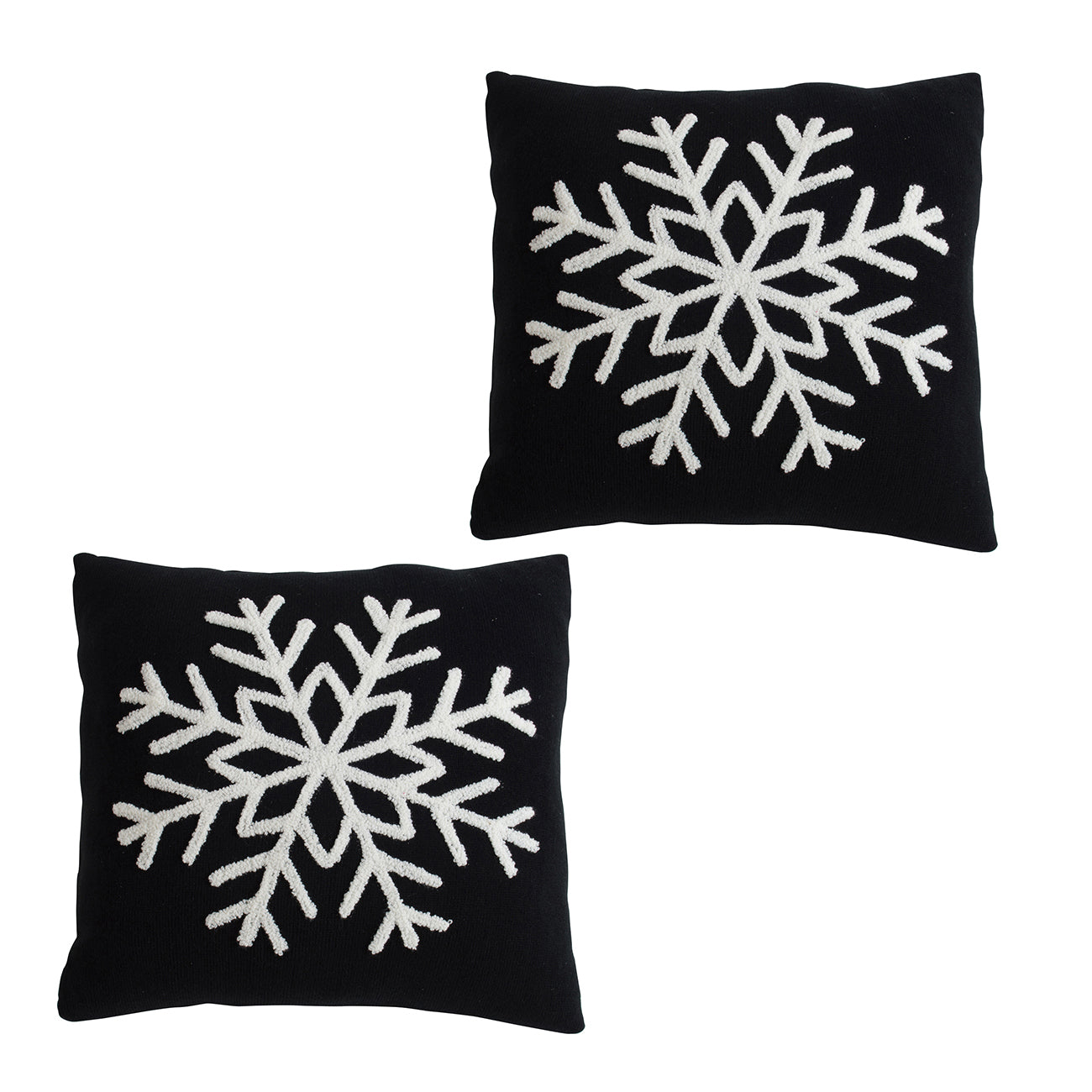 Set of 2 18"" Black Snowflake Pillow, for Christmas Halloween Holiday Decor