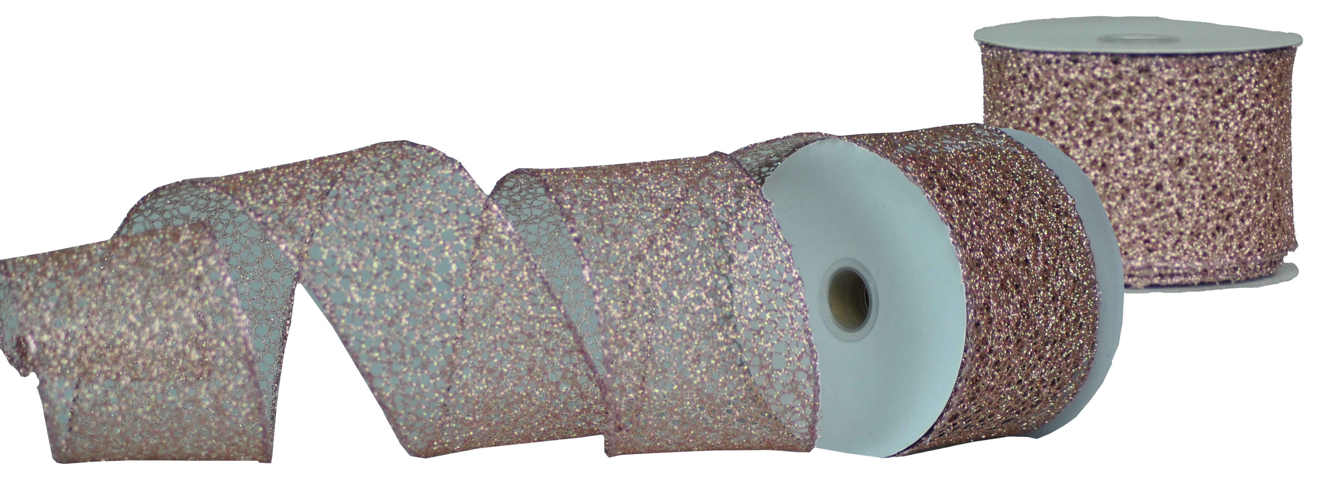 2 Pack of 30' Rose Gold Glitter Ribbon