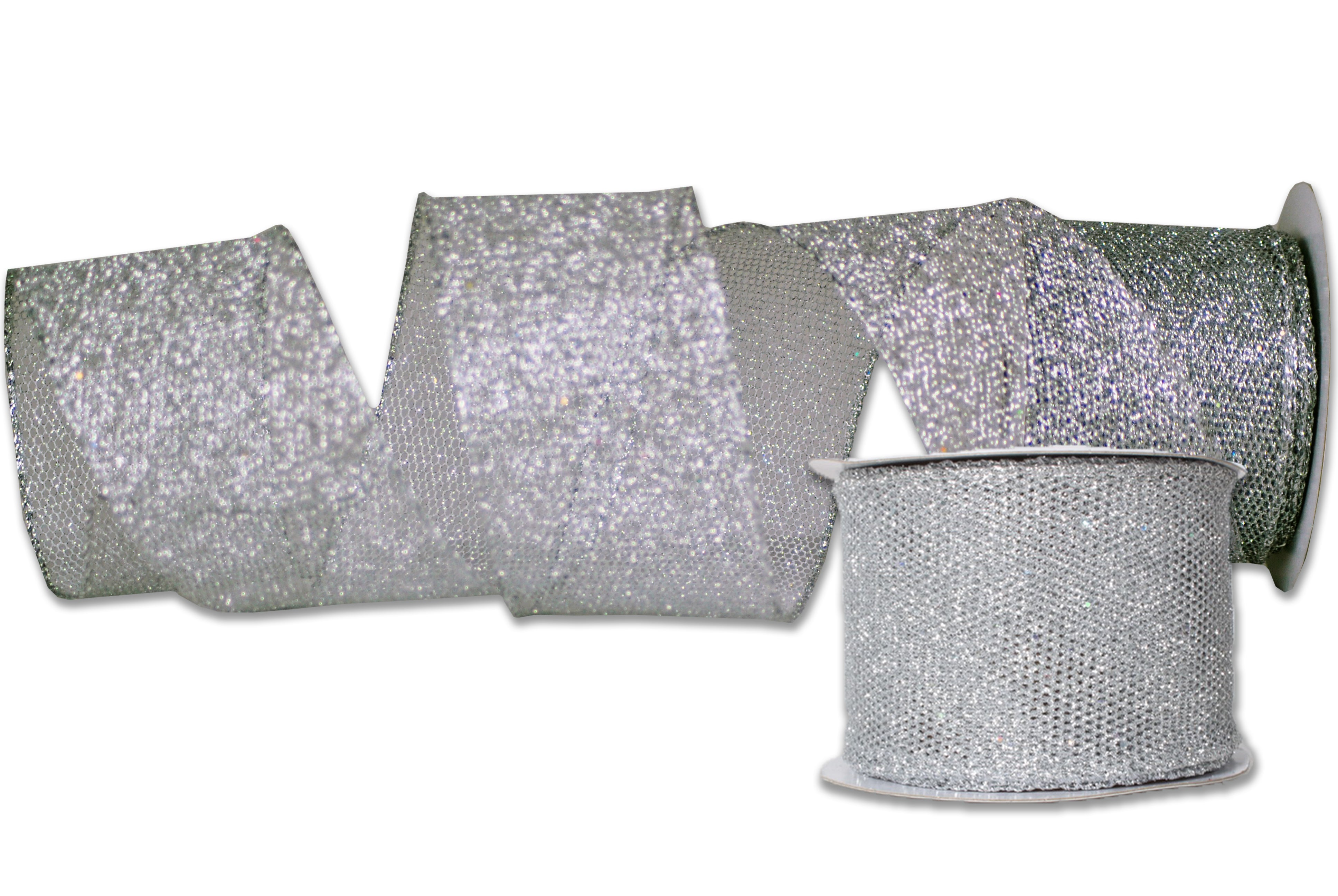 2 Pack of 30' Silver Glitter Ribbon