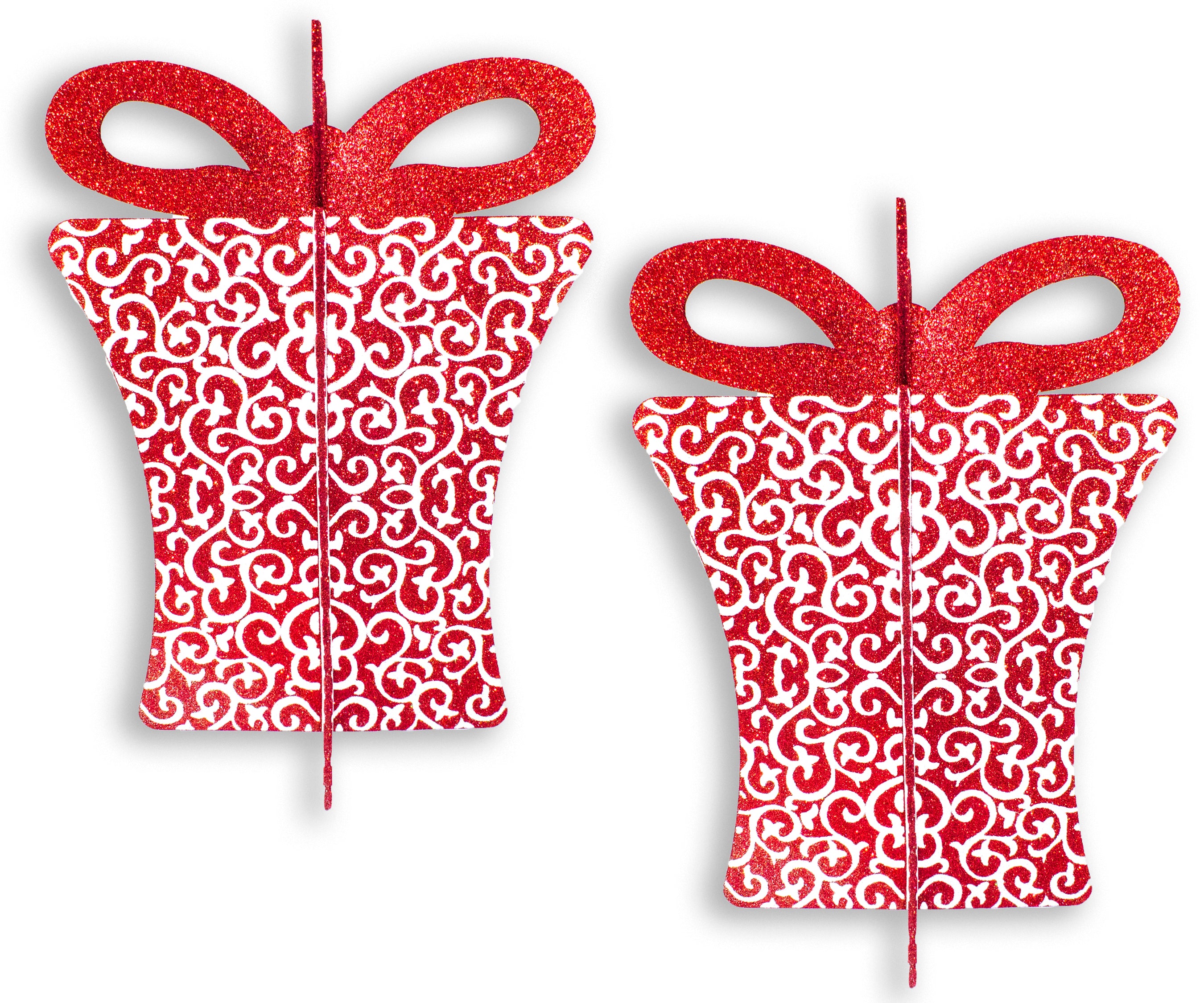 2 Pack 13.5"" Red and White 3D Gift Box