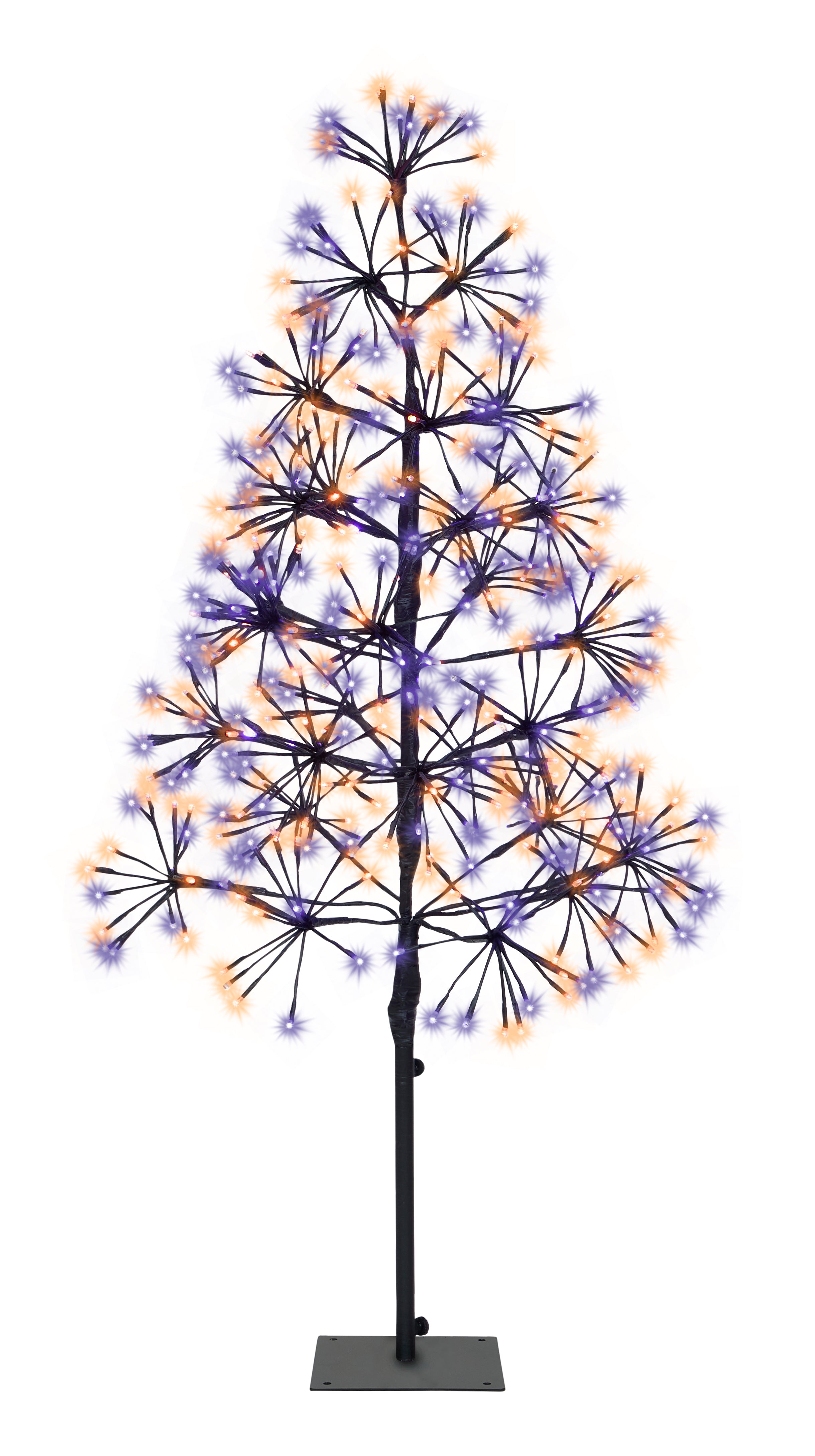 4' Purple and Orange Starburst LED Tree