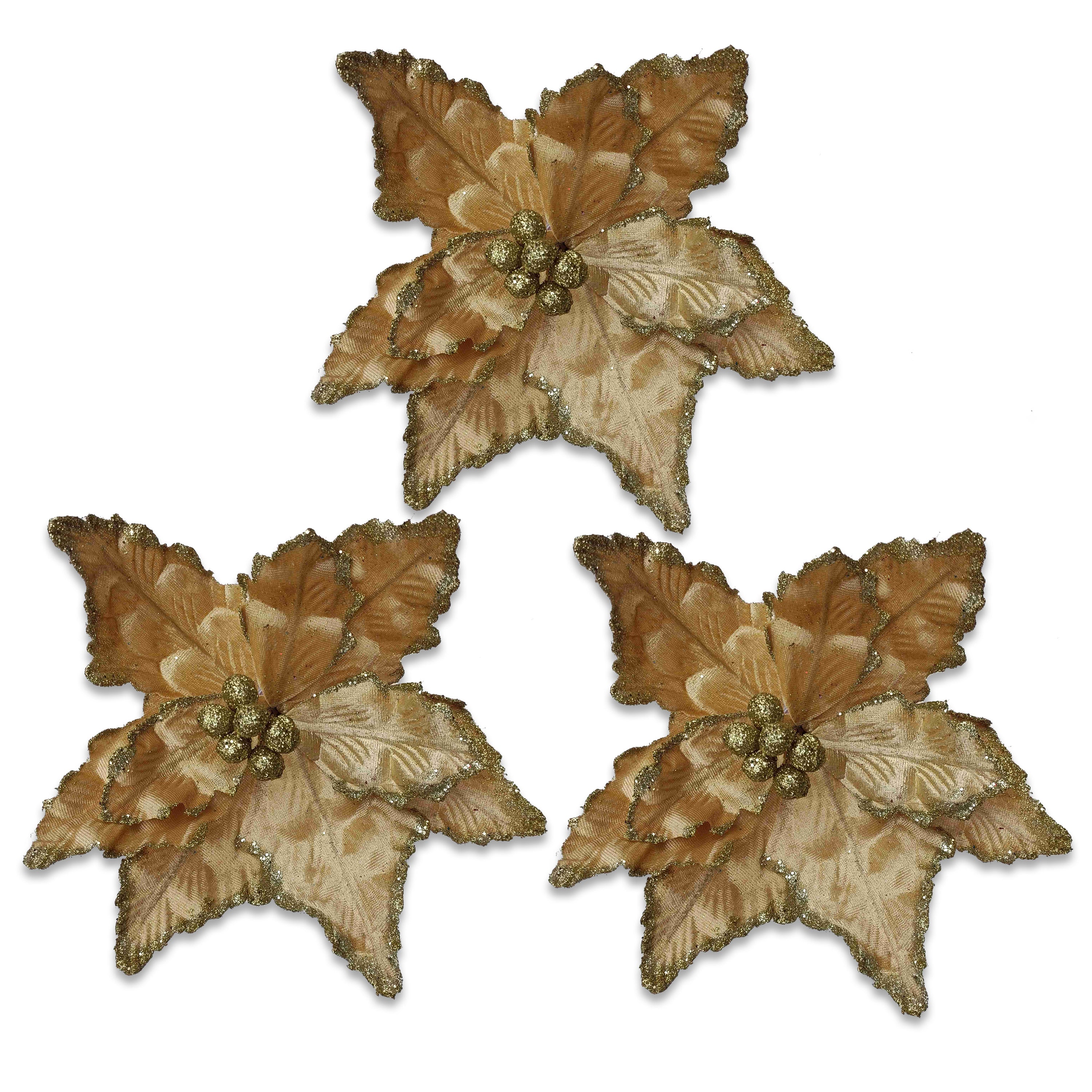 Customizable 3-Pack 11"" Glitter-Enhanced Floral Stems