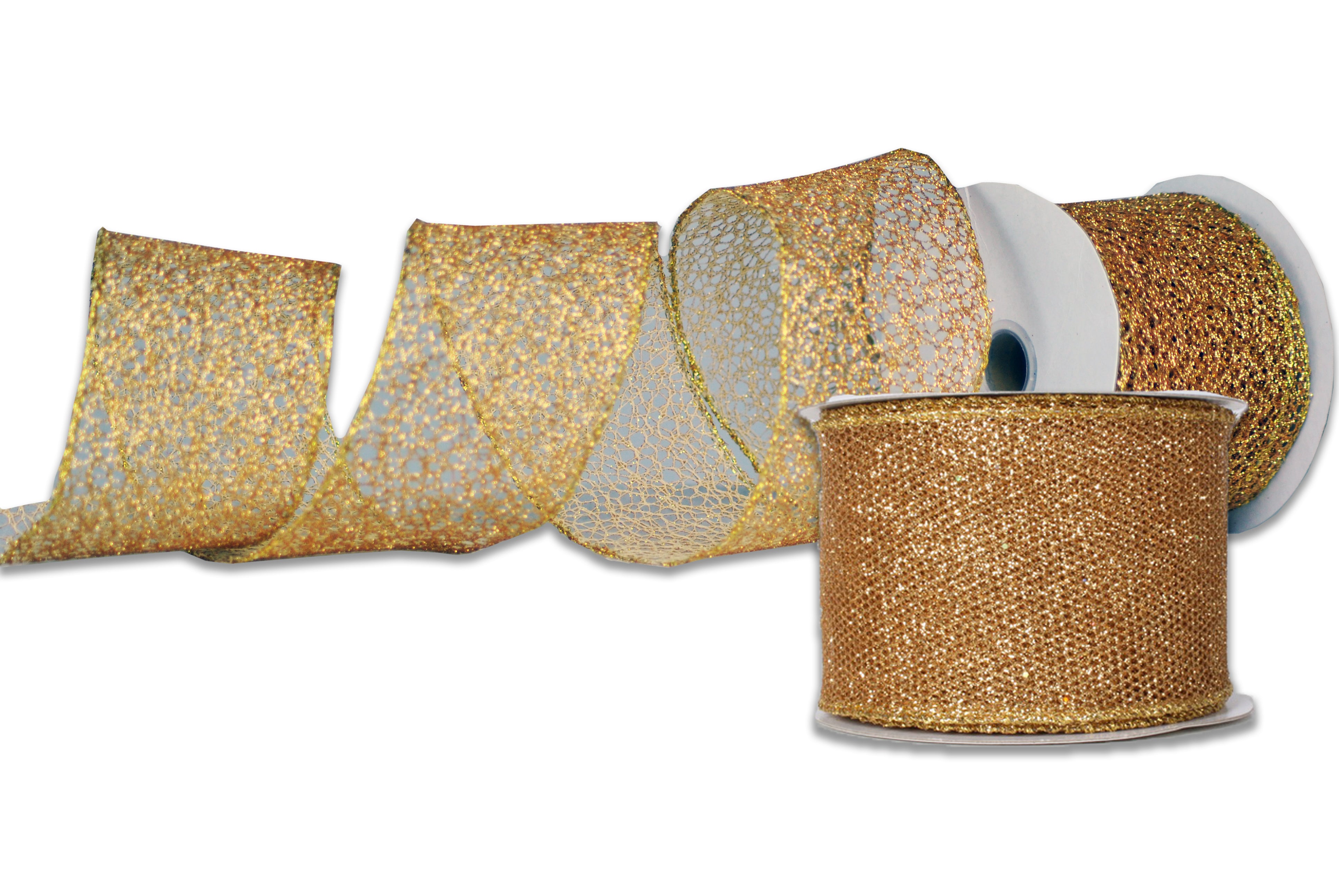 Elegant 2-Pack 30' Gold Glitter Ribbon for Crafting and Decor