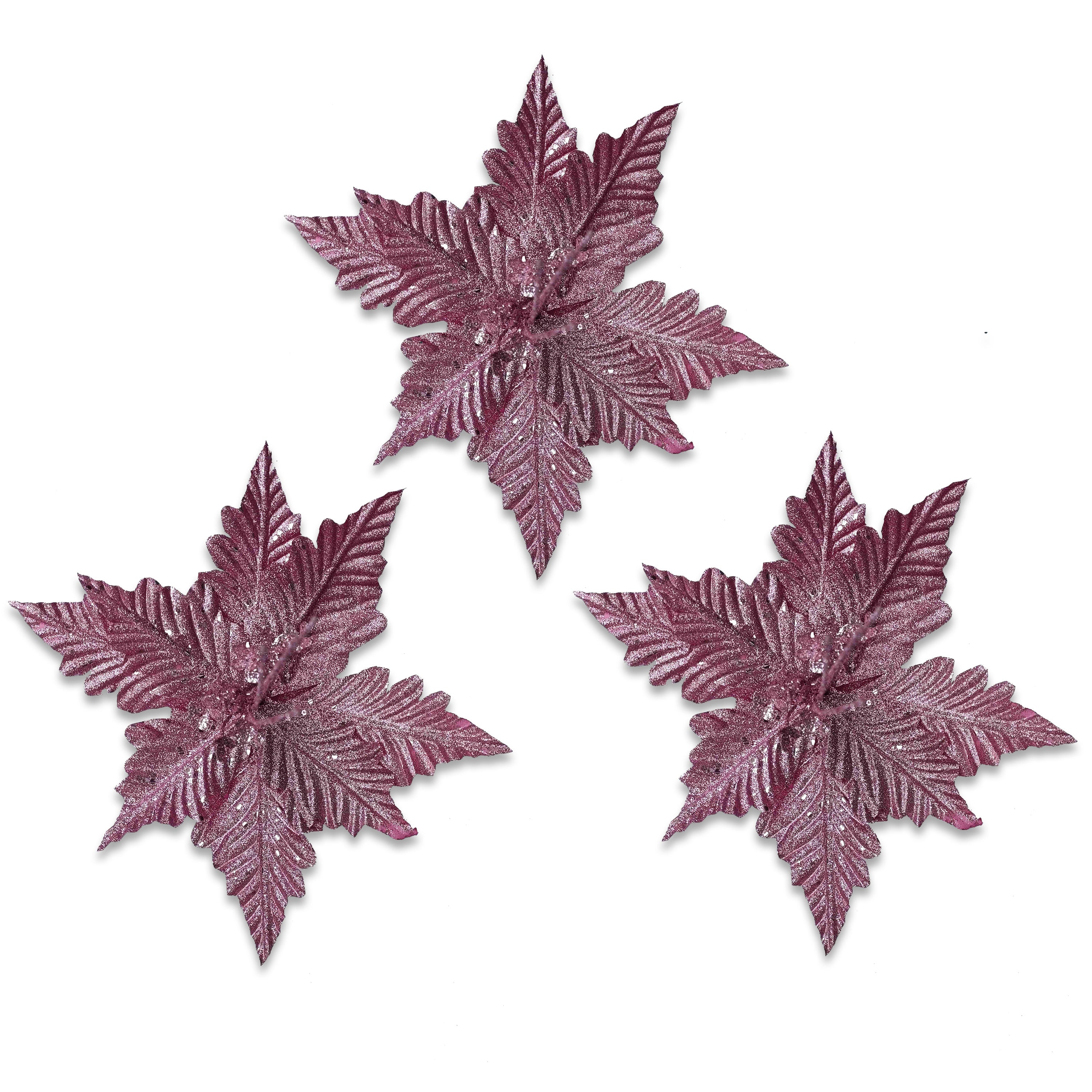 3 Pack of Light Pink Poinsettia Picks