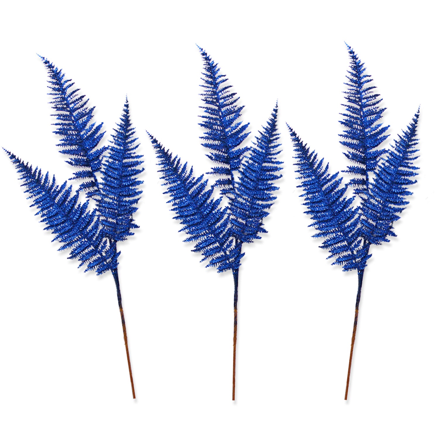 3 Pack of Royal Blue Layered Leafy Glitter Picks