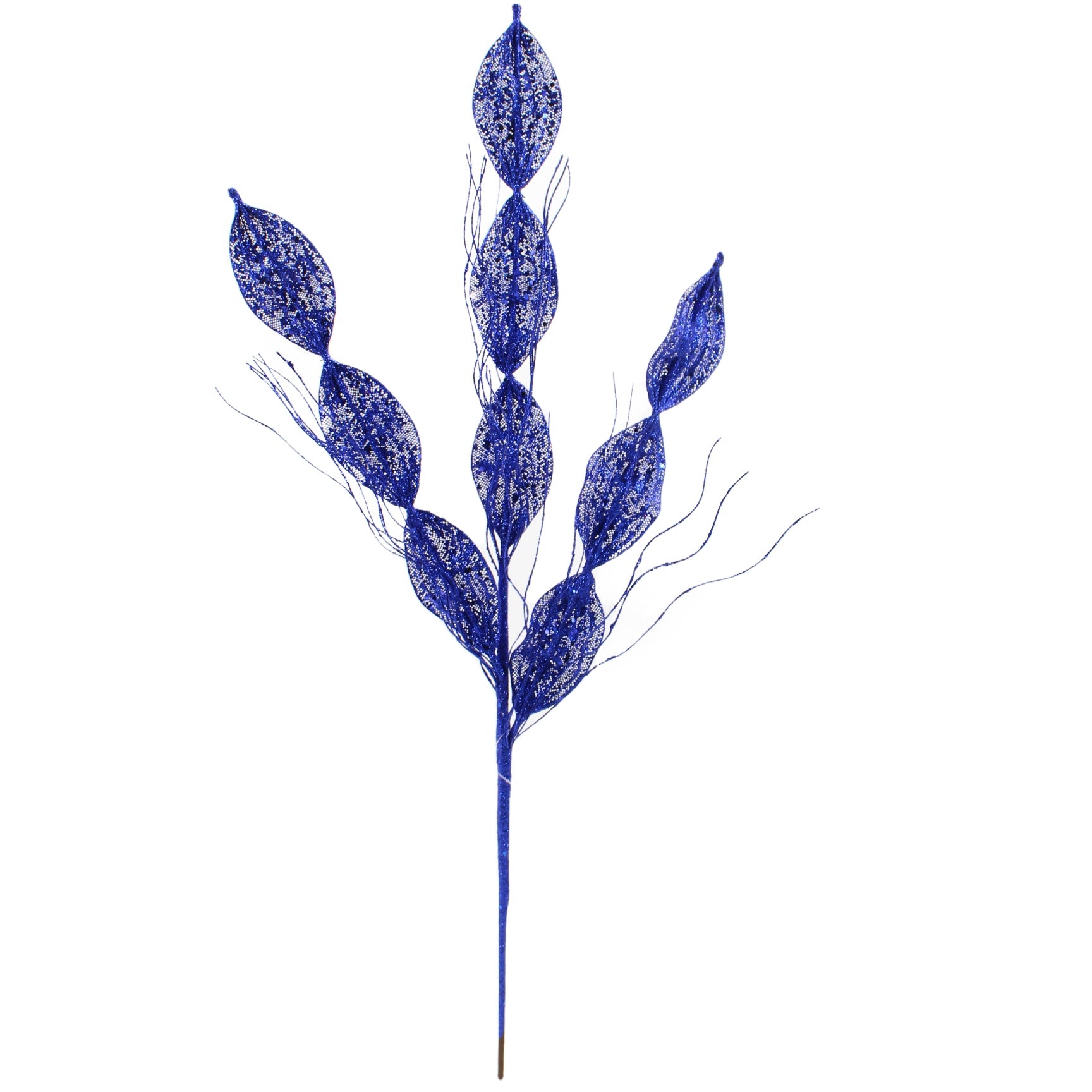 3 Pack of Royal Blue Leafy Glitter Picks with Royal Blue Glitter Spray