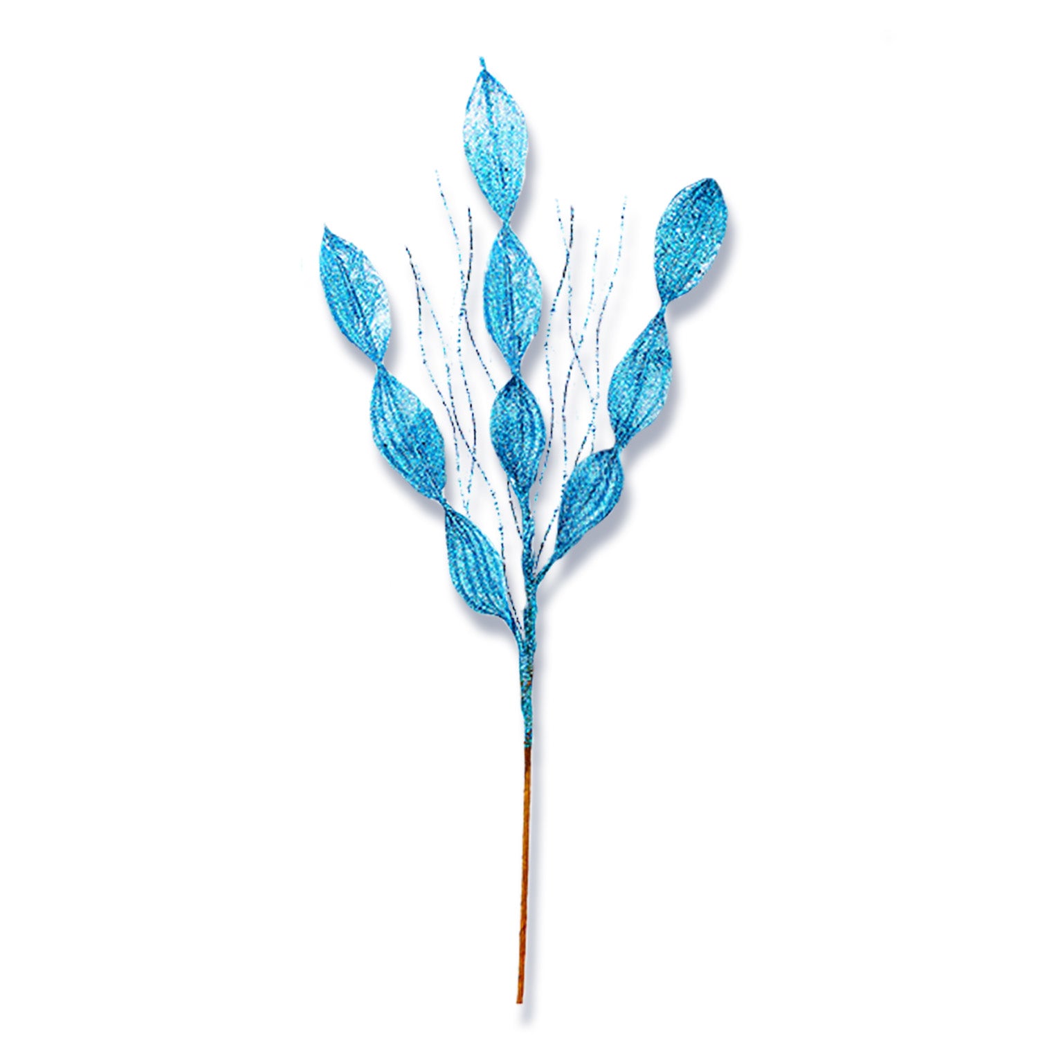 3 Pack of Teal Blue Leafy Glitter Picks with Teal Blue Glitter Spray