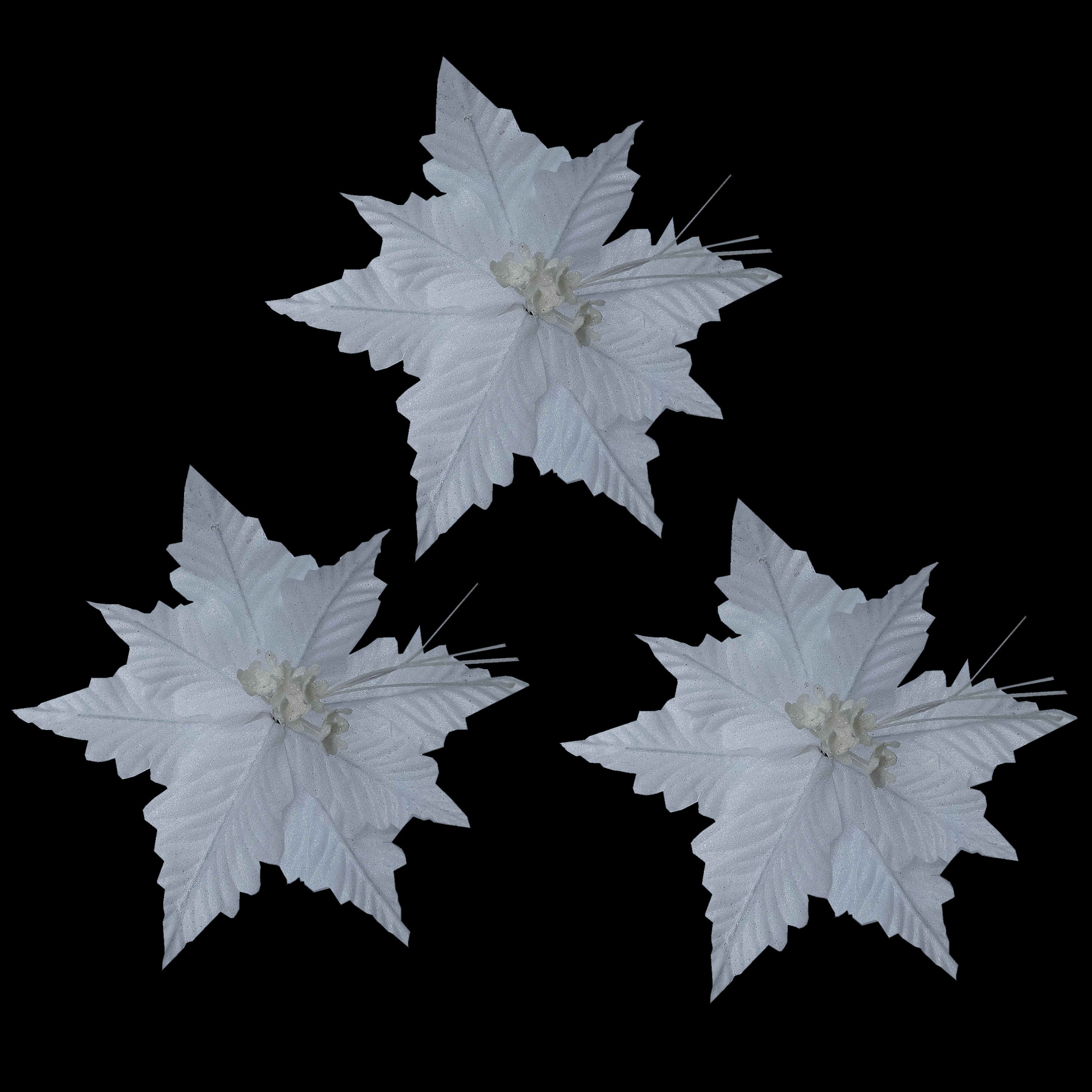 3 Pack of White Poinsettia Picks