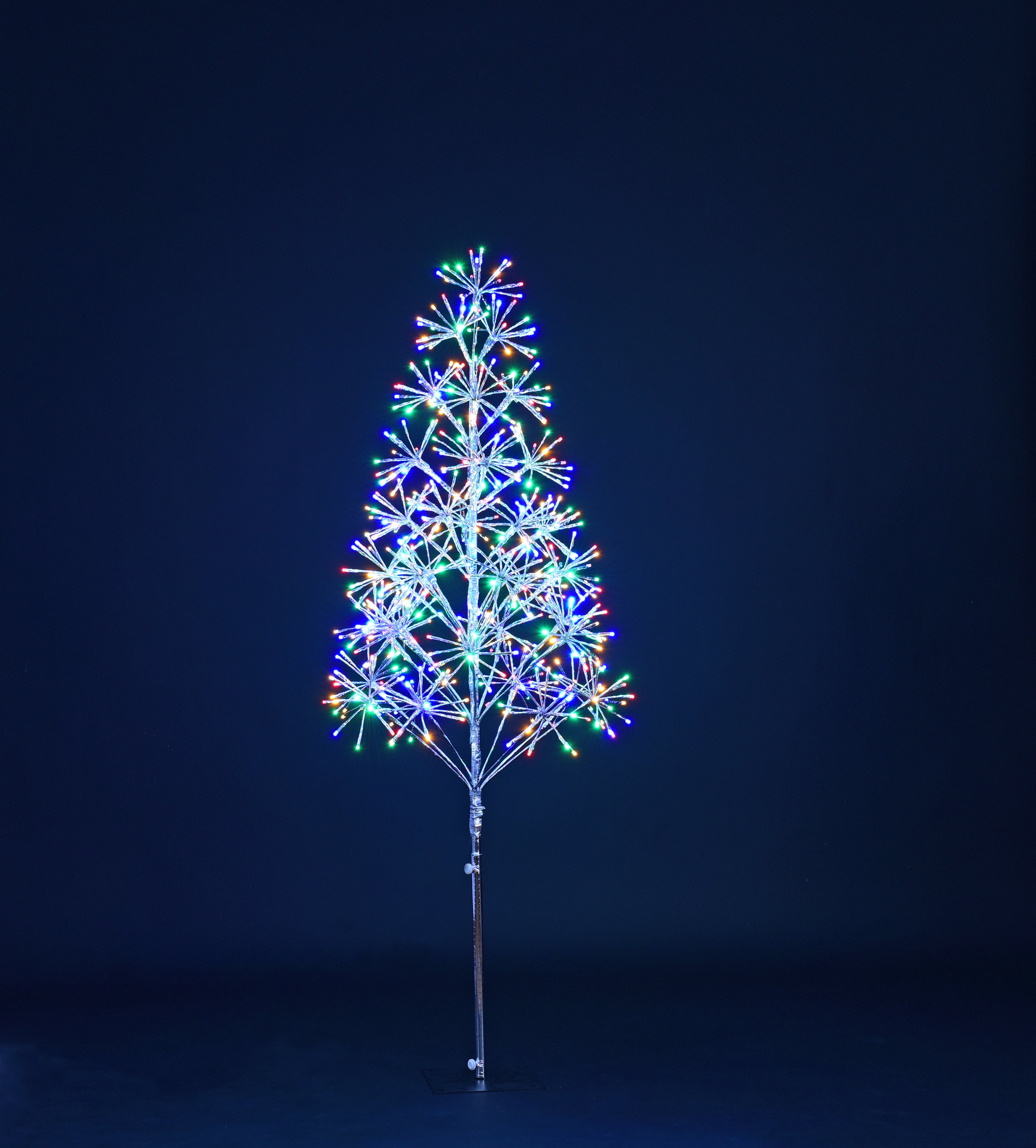 6' Multi Colored LED Starburst Silver Tree