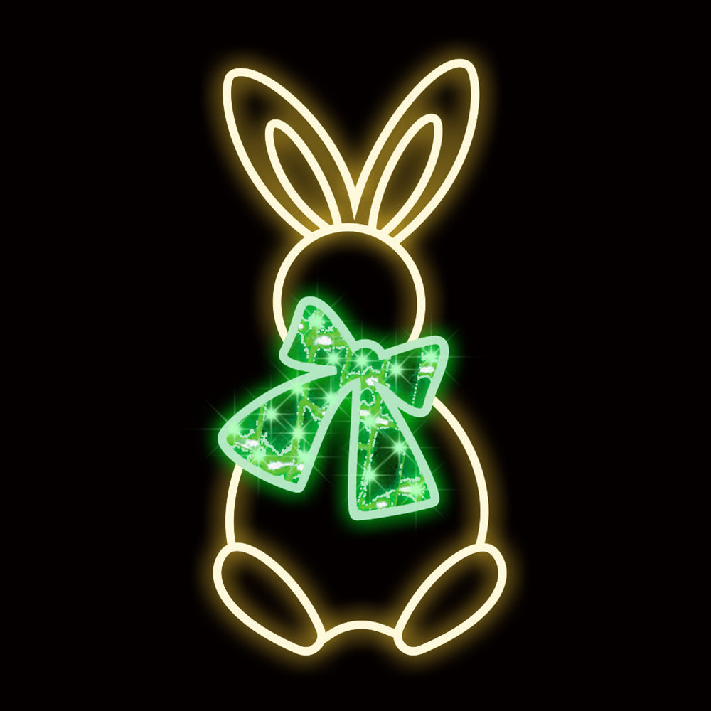 2.5' Easter Bunny with Green Bow LED Display