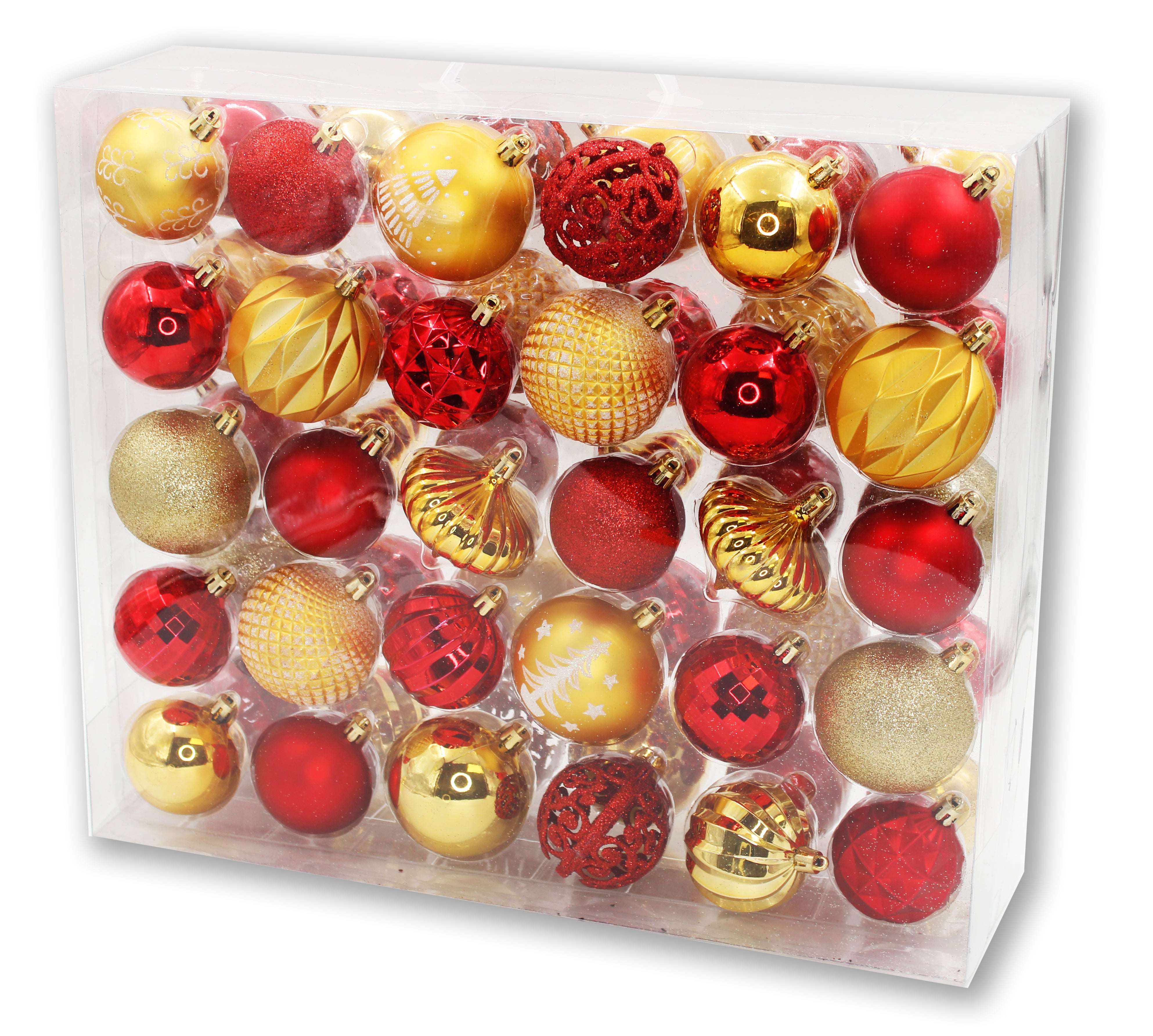 60 Pack Red and Gold Assorted Ball and Onion Ornaments