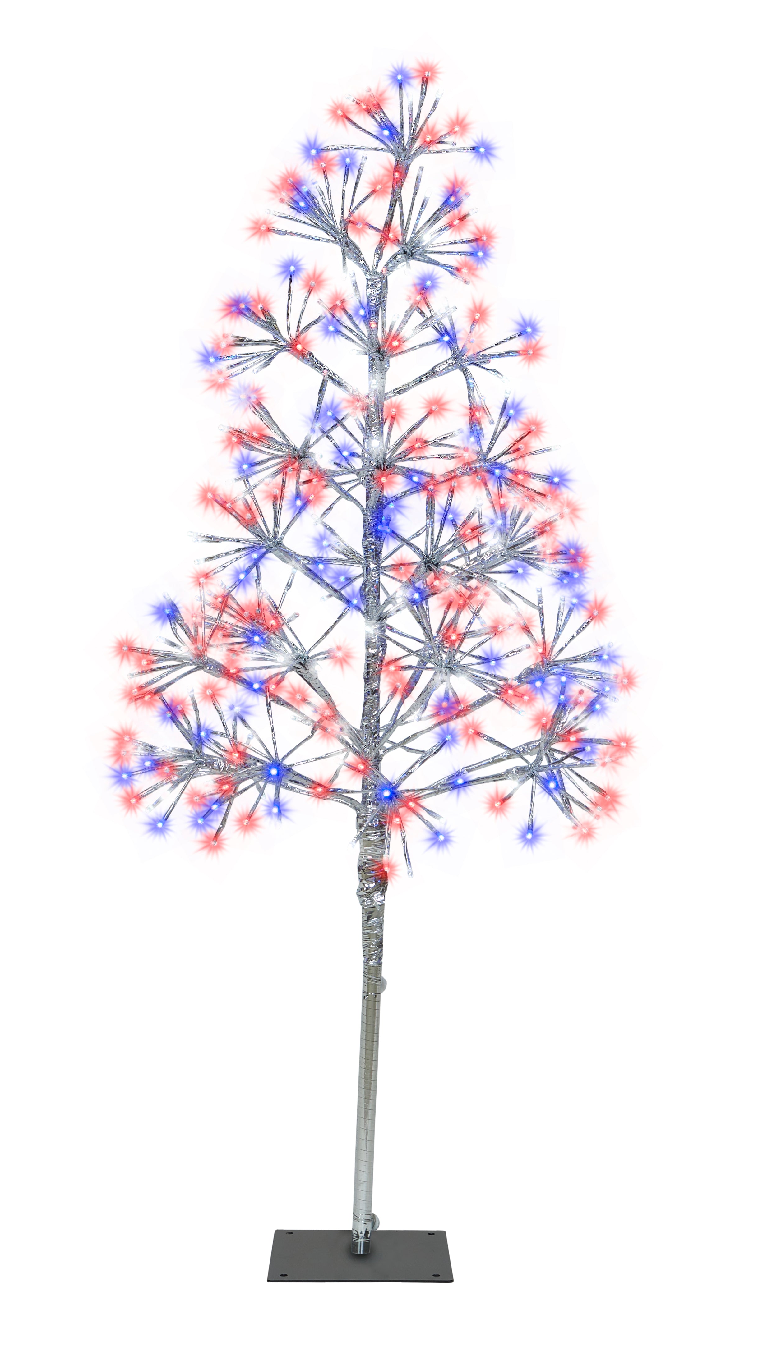 4' Red, White and Blue Starburst LED Tree