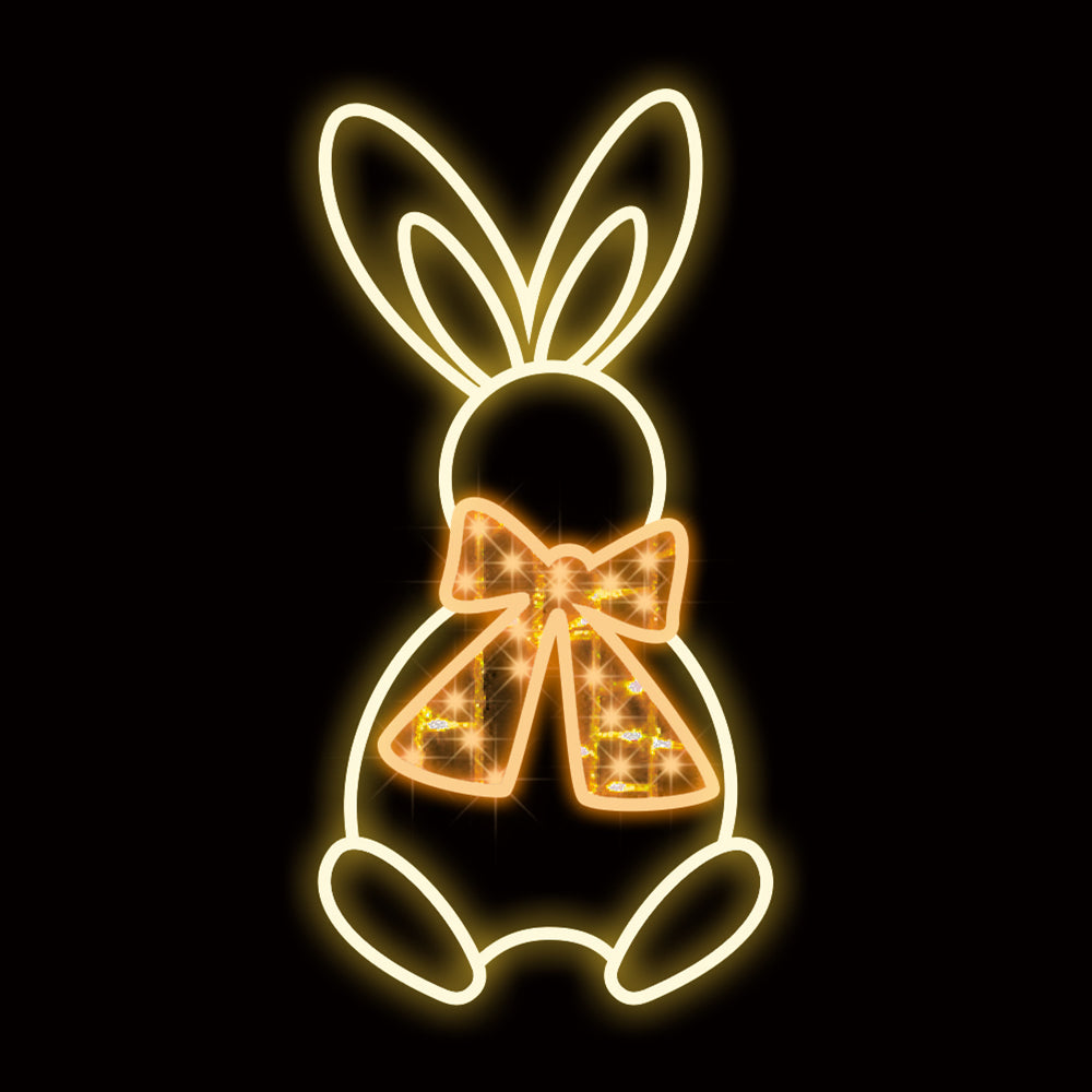 2.5' Easter Bunny with Orange Bow LED Display