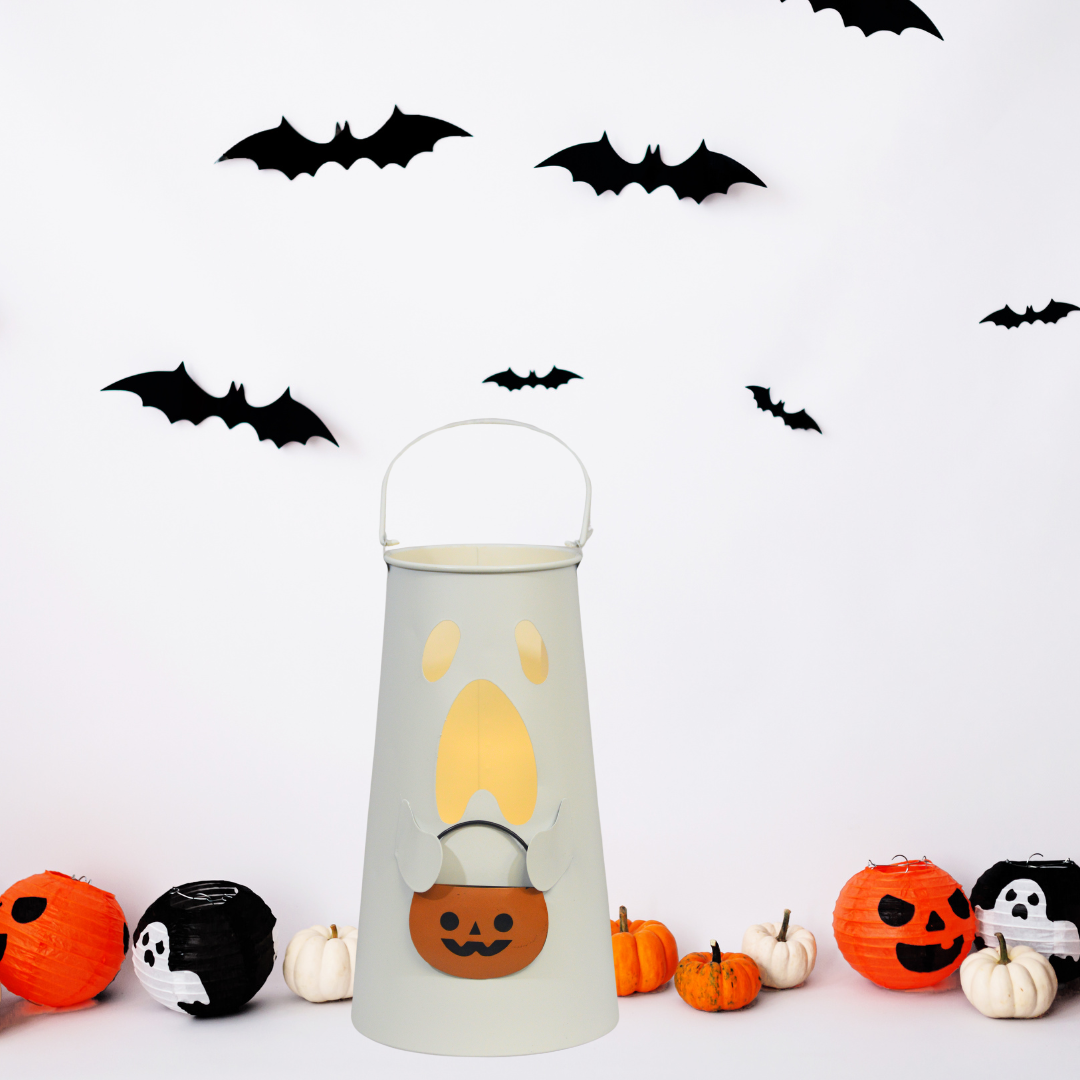 Halloween Ghost Trick-or-Treater Lantern with LED Candle